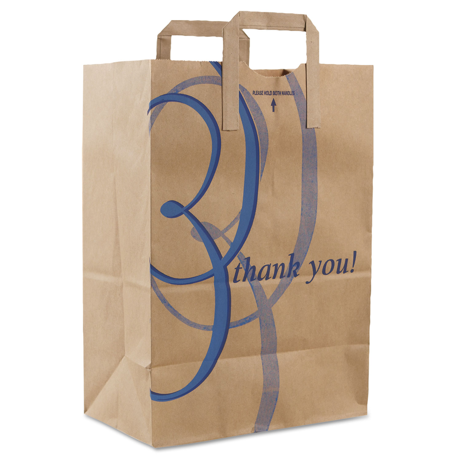  Duro Bag 41265 Stock Thank You Handle Bags, 12 x 17, Brown, 300/Carton (DRO41265) 
