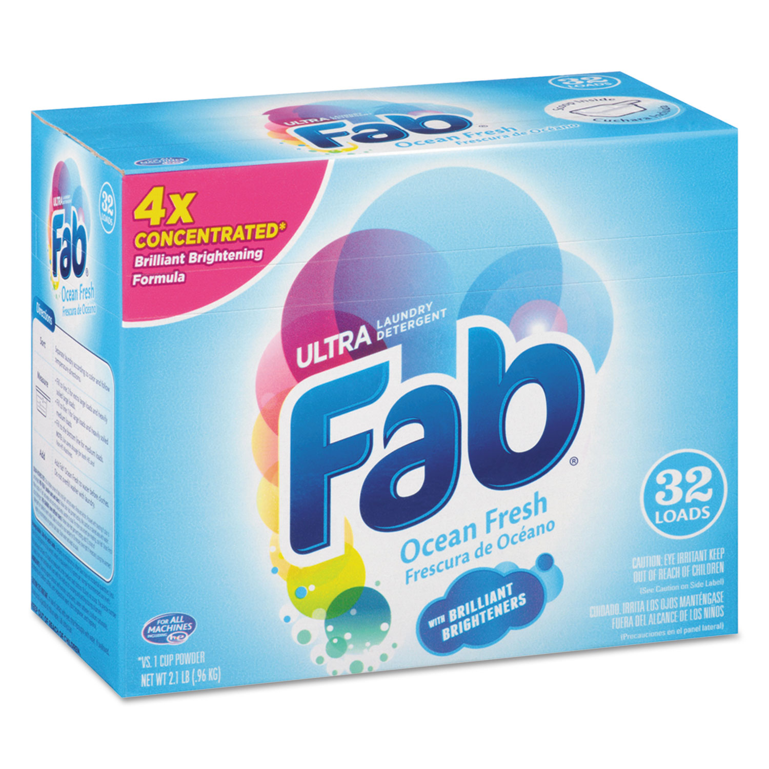 2X Powdered Laundry Detergent, Ocean Breeze, 2.1lb Box, 4/Carton