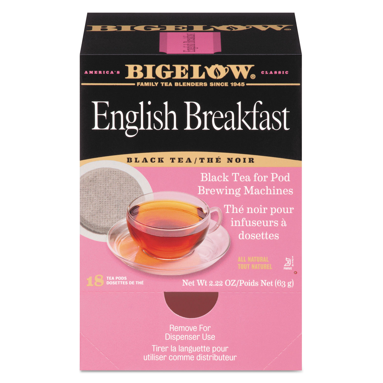  Bigelow RCB09906 English Breakfast Tea Pods, 1.90 oz, 18/Box (BTC009906) 