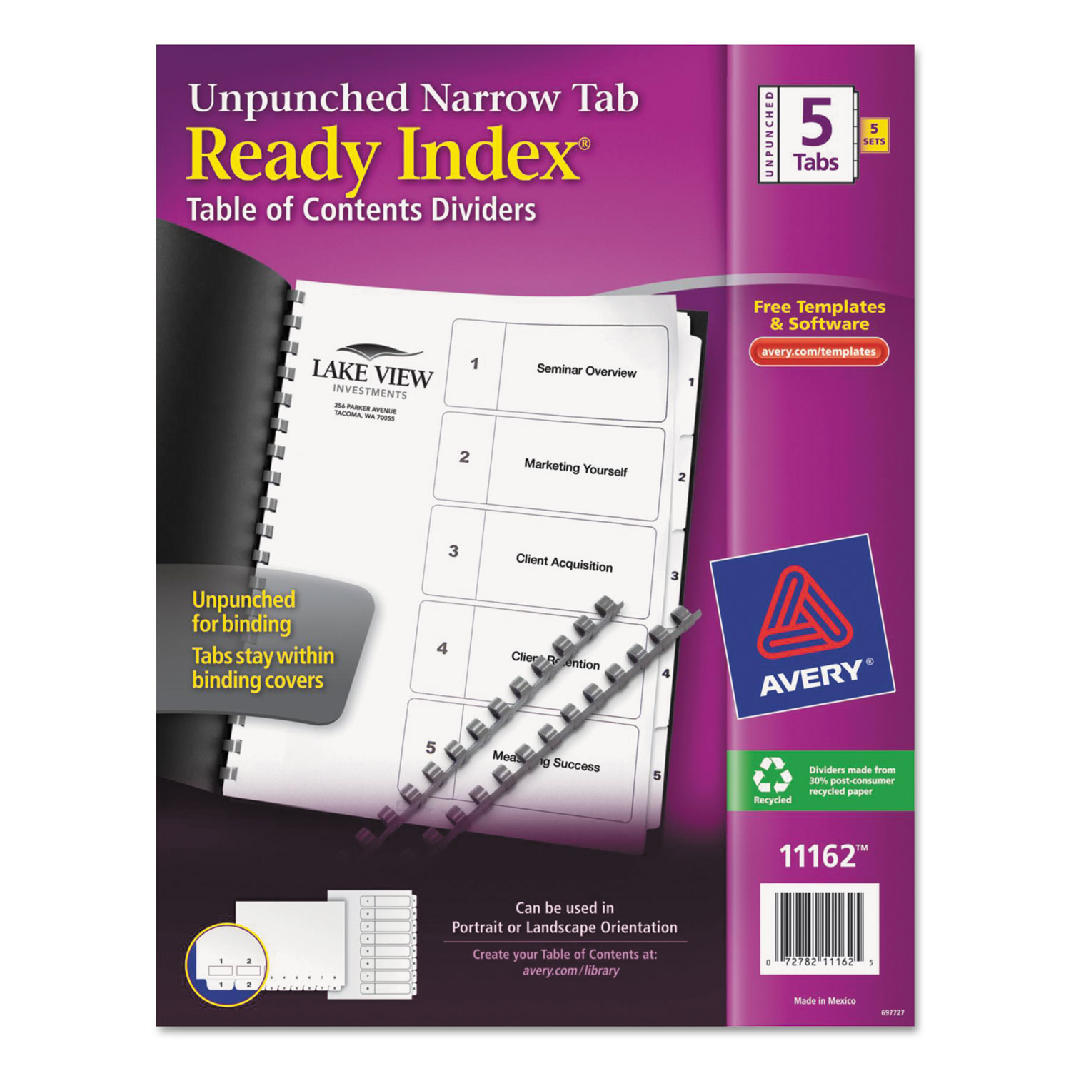 Ready Index Customizable Table of Contents, Unpunched, 5-Tab, Ltr, 5 Sets