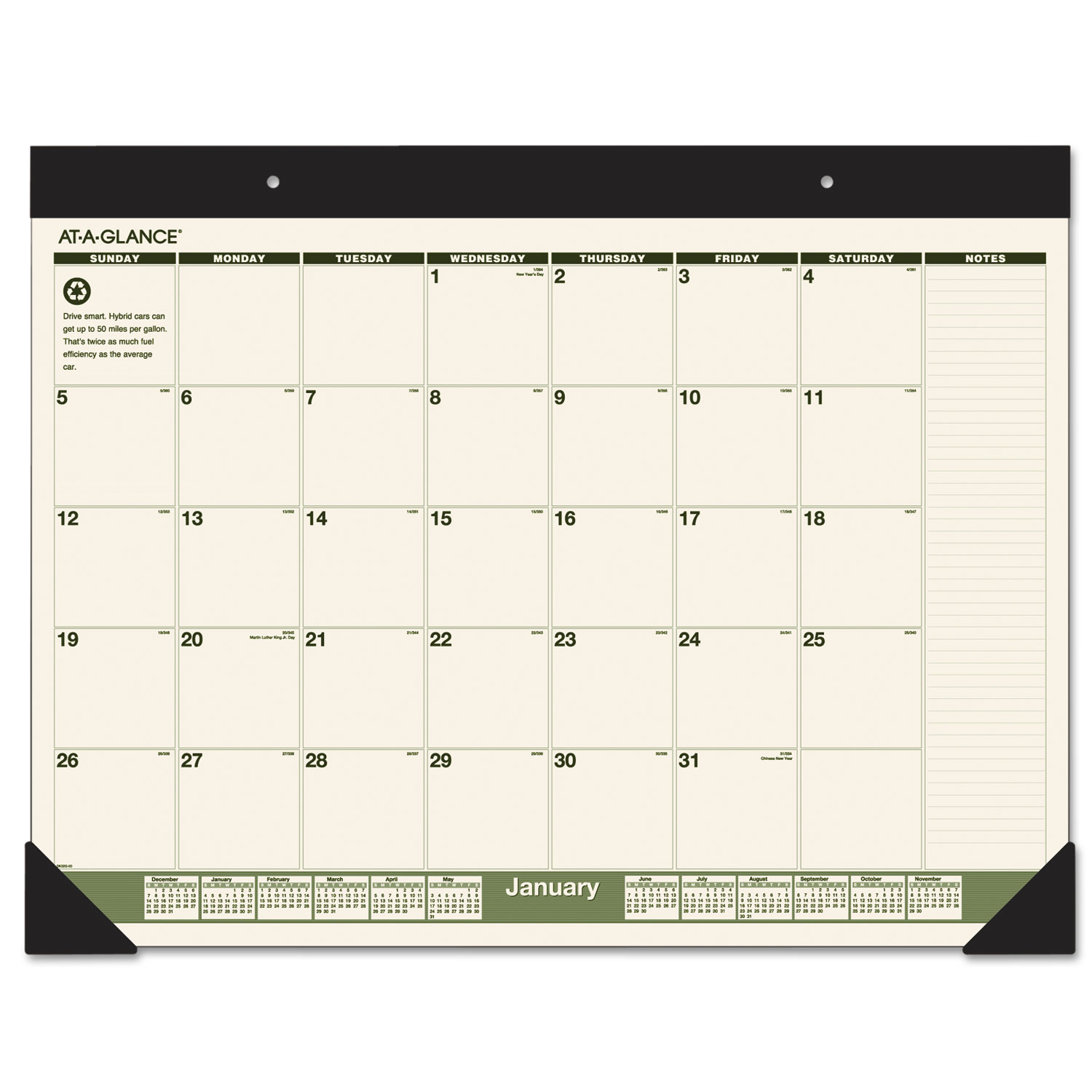 Recycled Monthly Desk Pad, 22 x 17, 2018