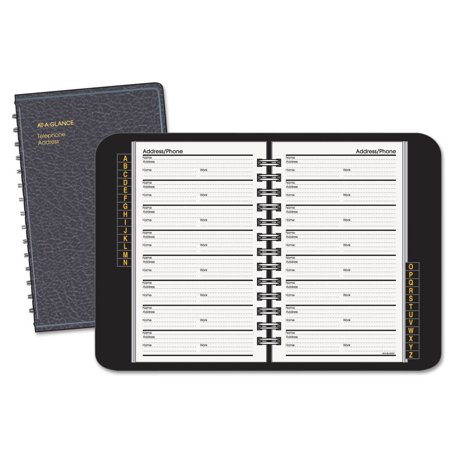 800+ Entries 4-7/8 x 8 Page Size Black 8001105 AT-A-GLANCE Large Telephone & Address Book 