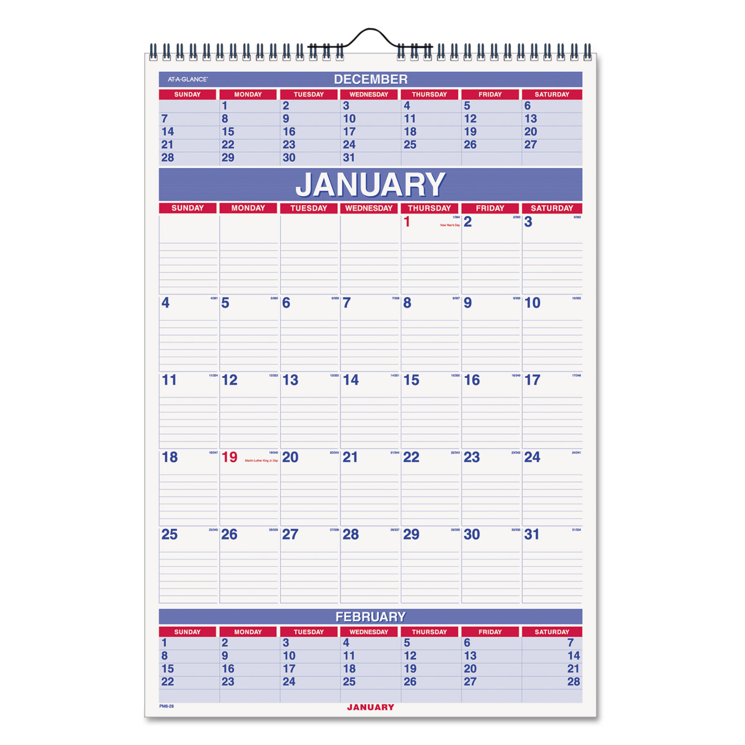 Three-Month Wall Calendar, 15 1/2 x 22 3/4, 2018