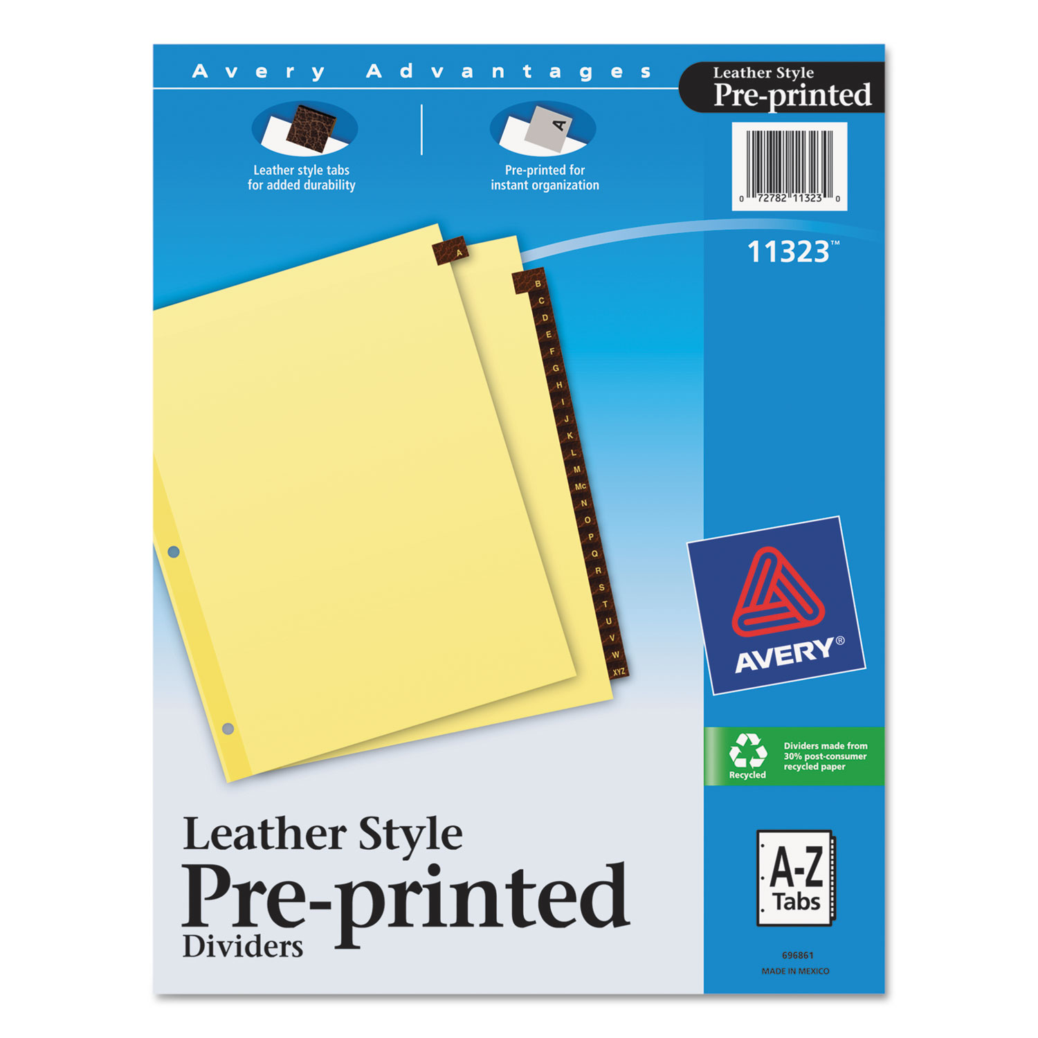  Avery 11323 Preprinted Red Leather Tab Dividers w/Clear Reinforced Edge, 25-Tab, Ltr (AVE11323) 