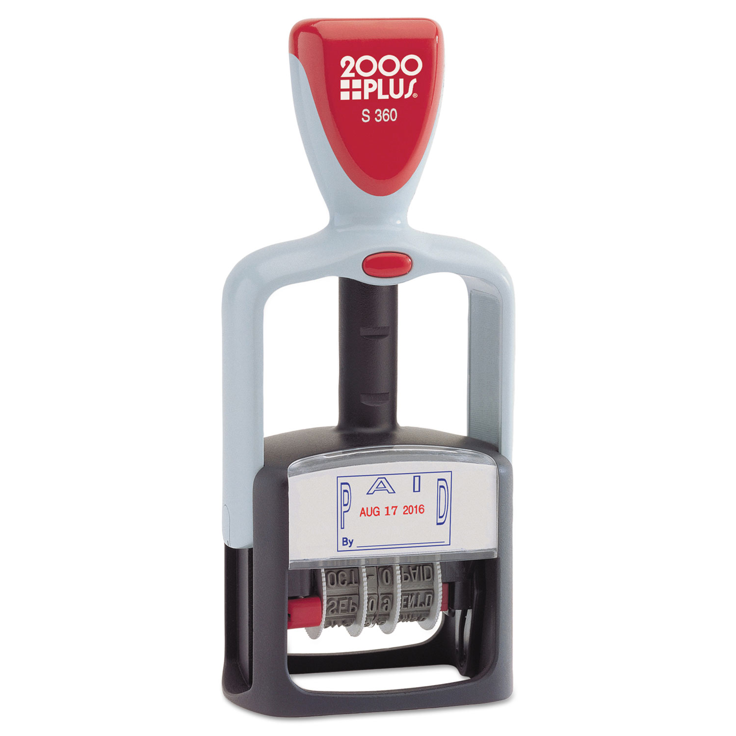  COSCO 2000PLUS 011033 Model S 360 Two-Color Message Dater, 1 3/4 x 1, Paid, Self-Inking, Blue/Red (COS011033) 