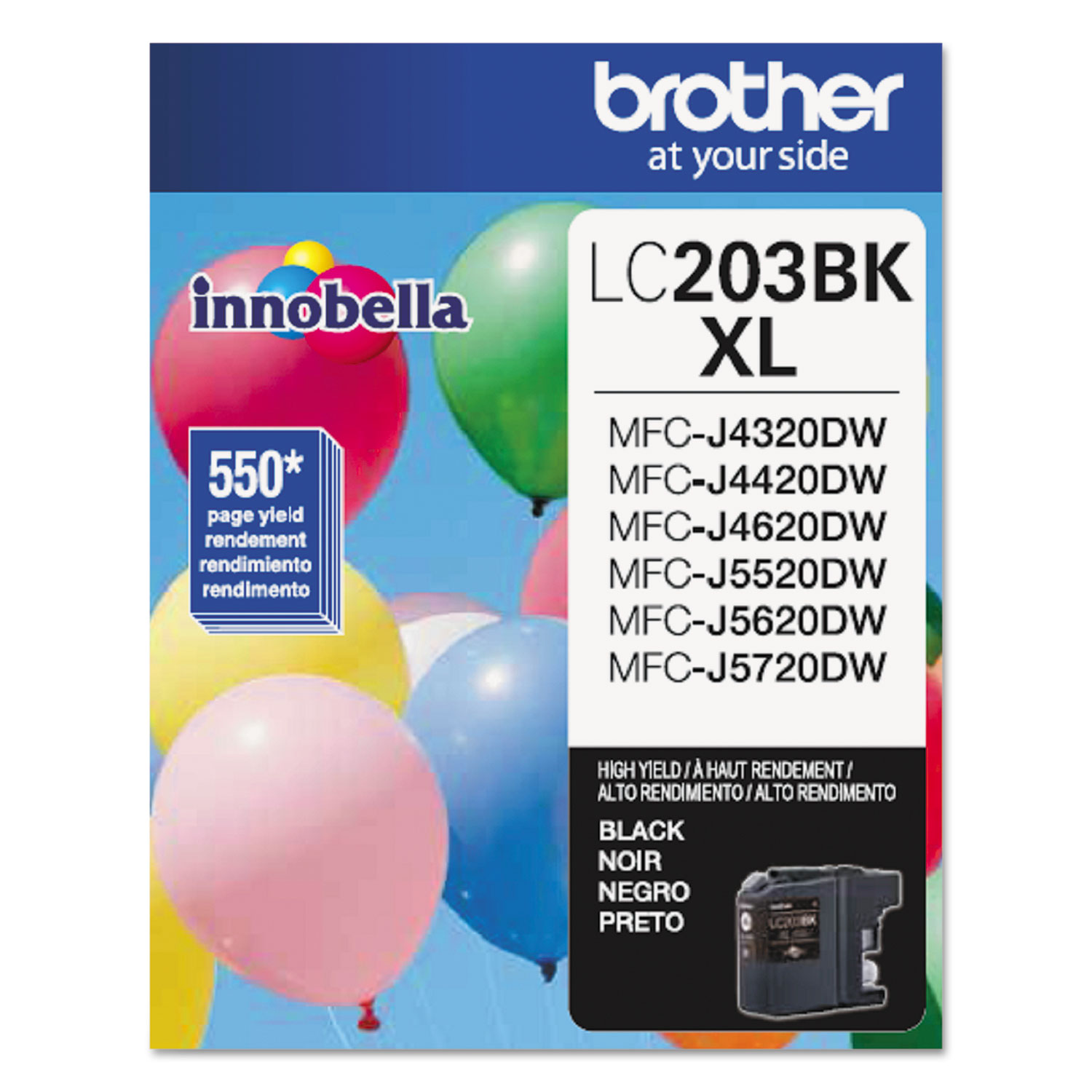  Brother LC203BK LC203BK Innobella High-Yield Ink, 550 Page-Yield, Black (BRTLC203BK) 