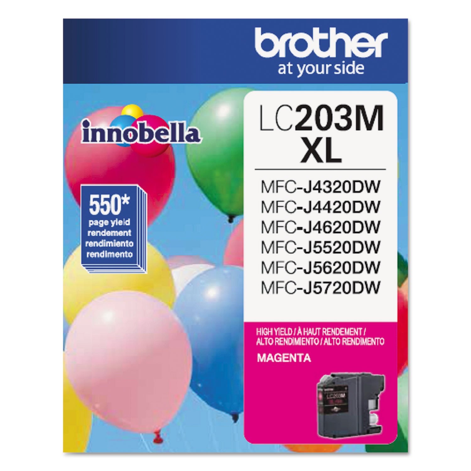  Brother LC203M LC203M Innobella High-Yield Ink, 550 Page-Yield, Magenta (BRTLC203M) 