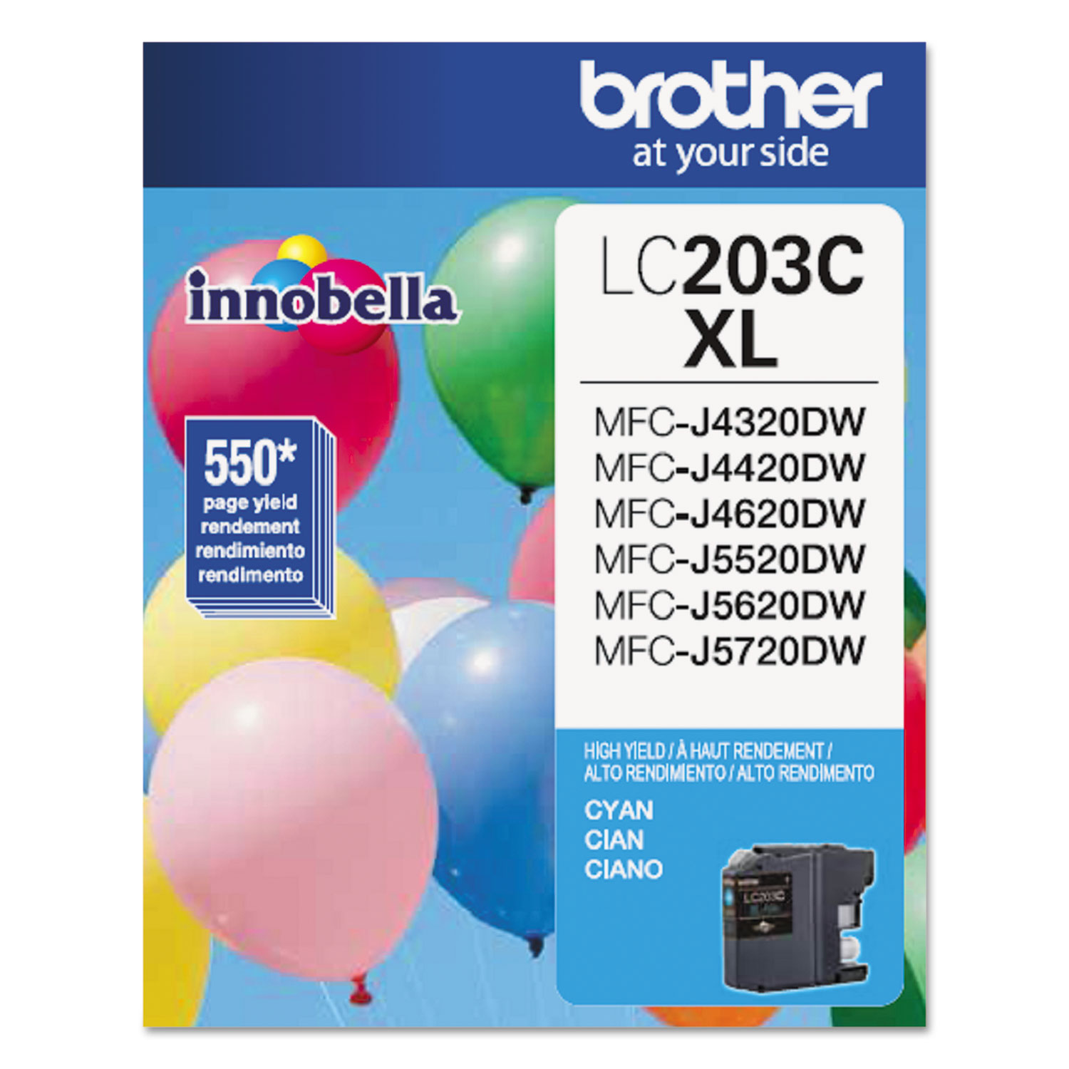  Brother LC203C LC203C Innobella High-Yield Ink, 550 Page-Yield, Cyan (BRTLC203C) 