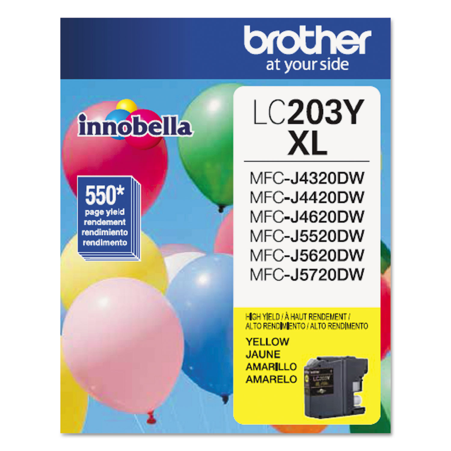  Brother LC203Y LC203Y Innobella High-Yield Ink, 550 Page-Yield, Yellow (BRTLC203Y) 