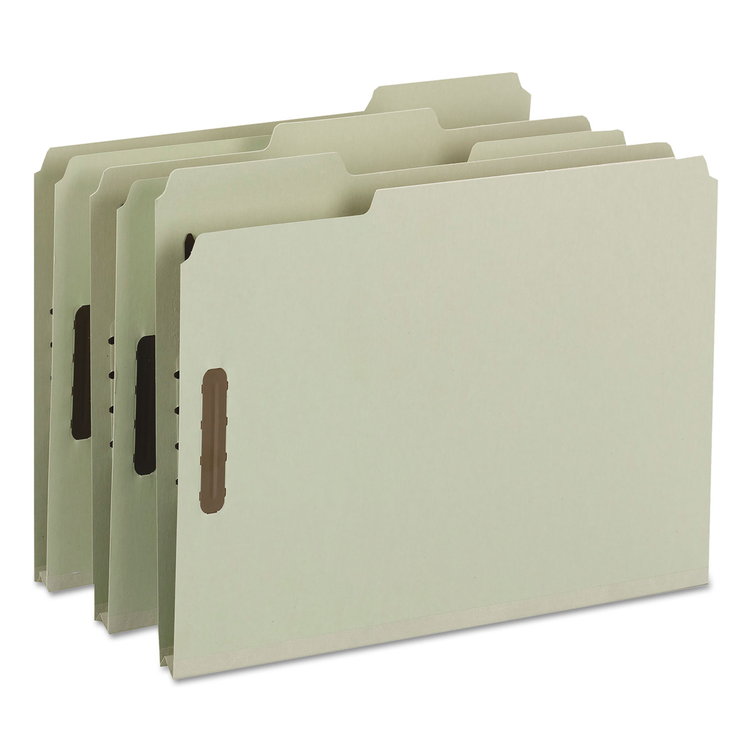 Recycled Pressboard Fastener Folders, Letter, 1 Exp., Gray/Green, 25/Box