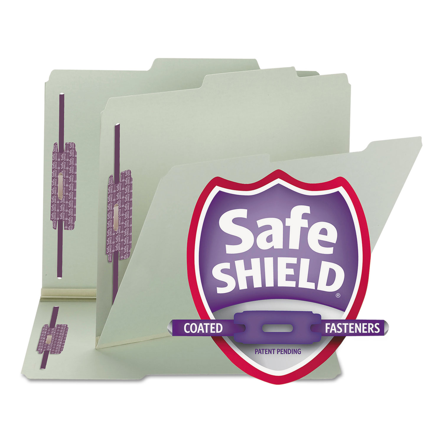  Smead 14980 Recycled Pressboard Folders w/Two SafeSHIELD Fasteners, 2/5-Cut Tab, Right of Center, 1 Exp, Letter Size, Gray-Green, 25/Box (SMD14980) 