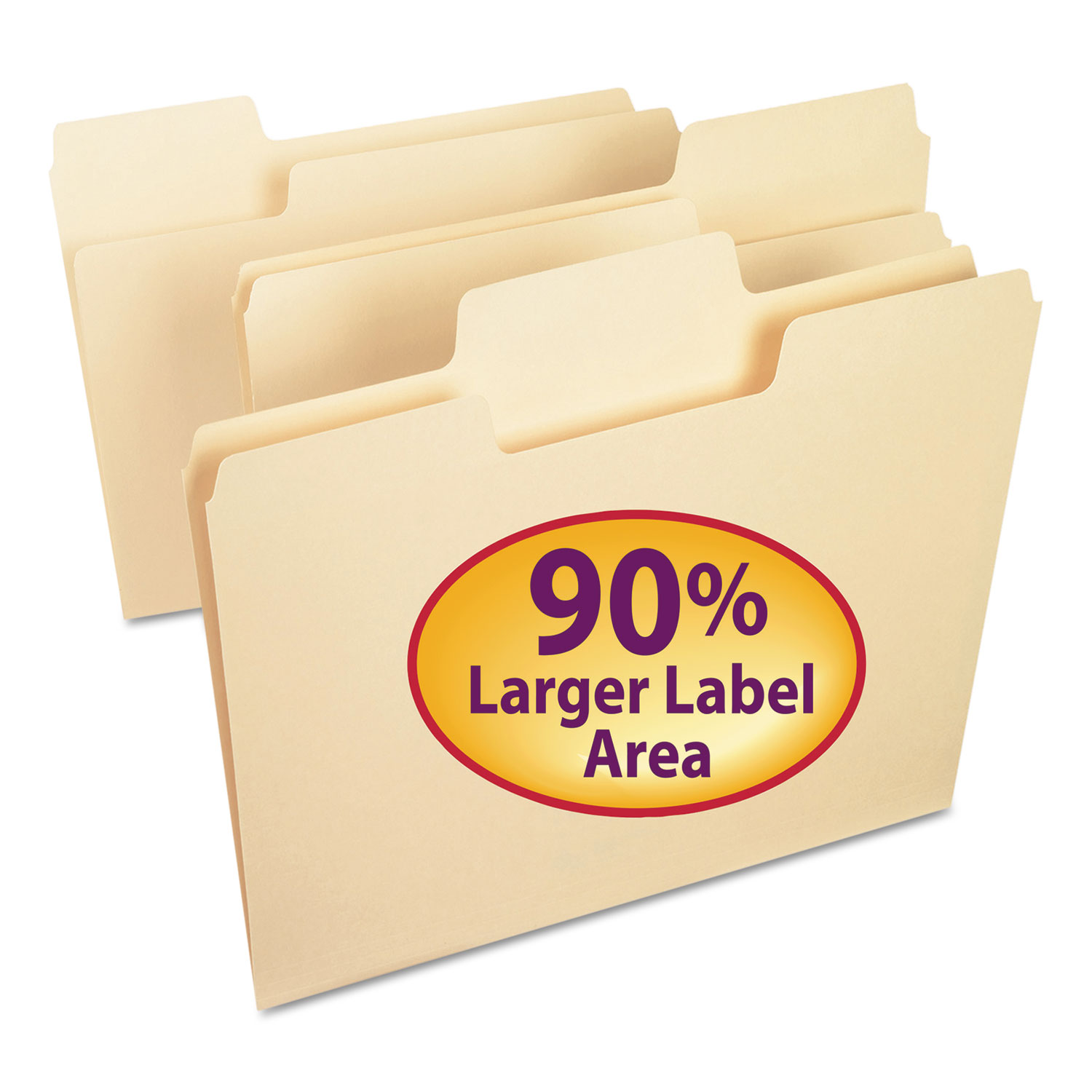 SuperTab Top Tab File Folders, 1/3-Cut Tabs, Letter Size, 11 pt. Manila, 100/Box
