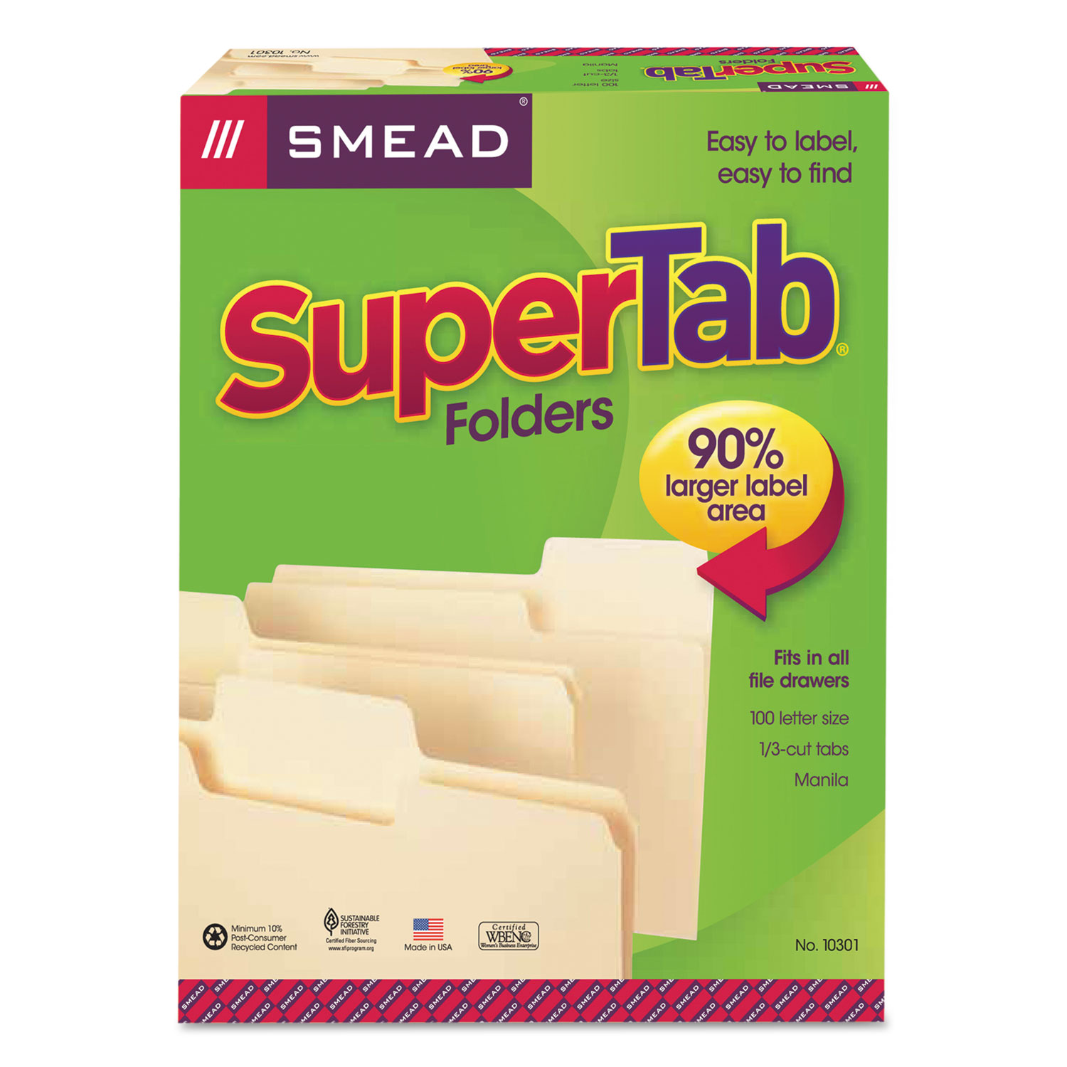 Smead SuperTab Organizer Folder, 1/3-Cut Tabs, Letter size, Assorted, 3/Pack