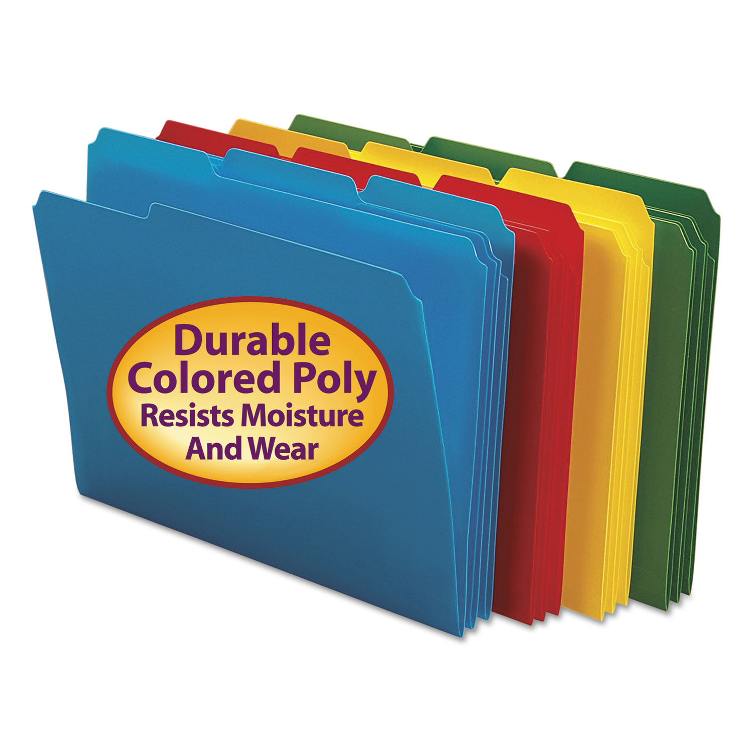  Smead 10500 Top Tab Poly Colored File Folders, 1/3-Cut Tabs, Letter Size, Assorted, 24/Box (SMD10500) 
