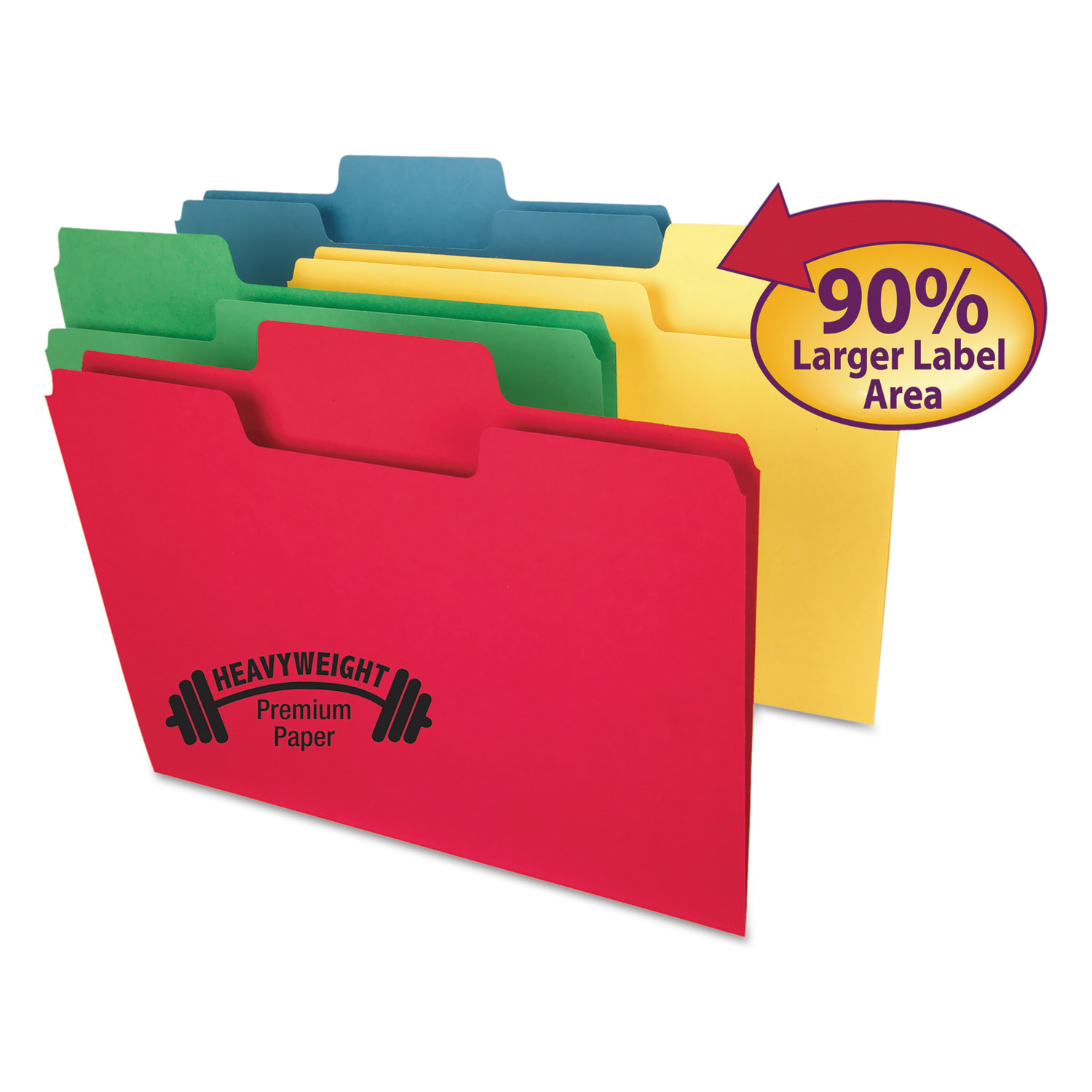  Smead 10410 SuperTab Colored File Folders, 1/3-Cut Tabs, Letter Size, 14 pt. Stock, Assorted, 50/Box (SMD10410) 