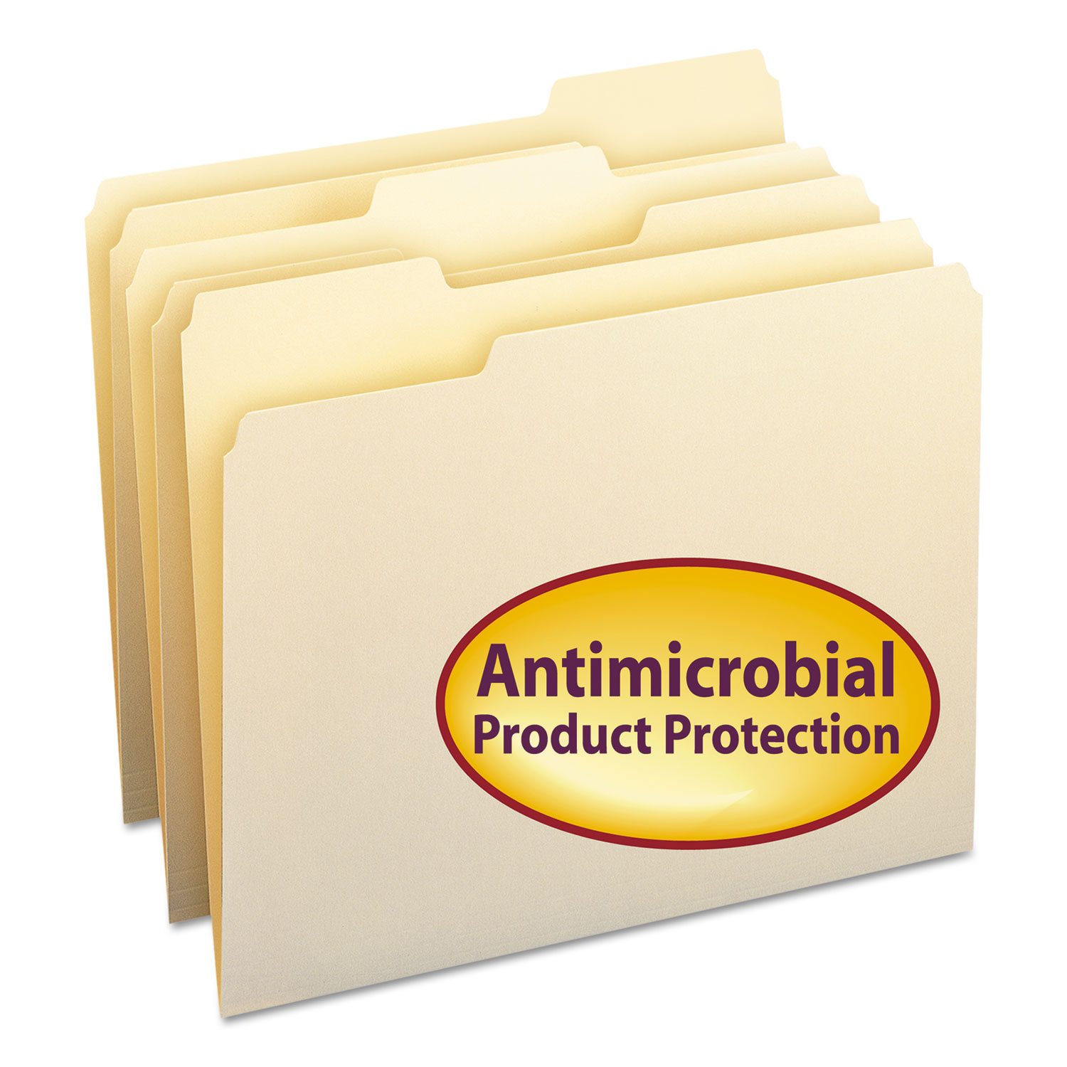  Smead 10338 Top Tab File Folders with Antimicrobial Product Protection, 1/3-Cut Tabs, Letter Size, Manila, 100/Box (SMD10338) 