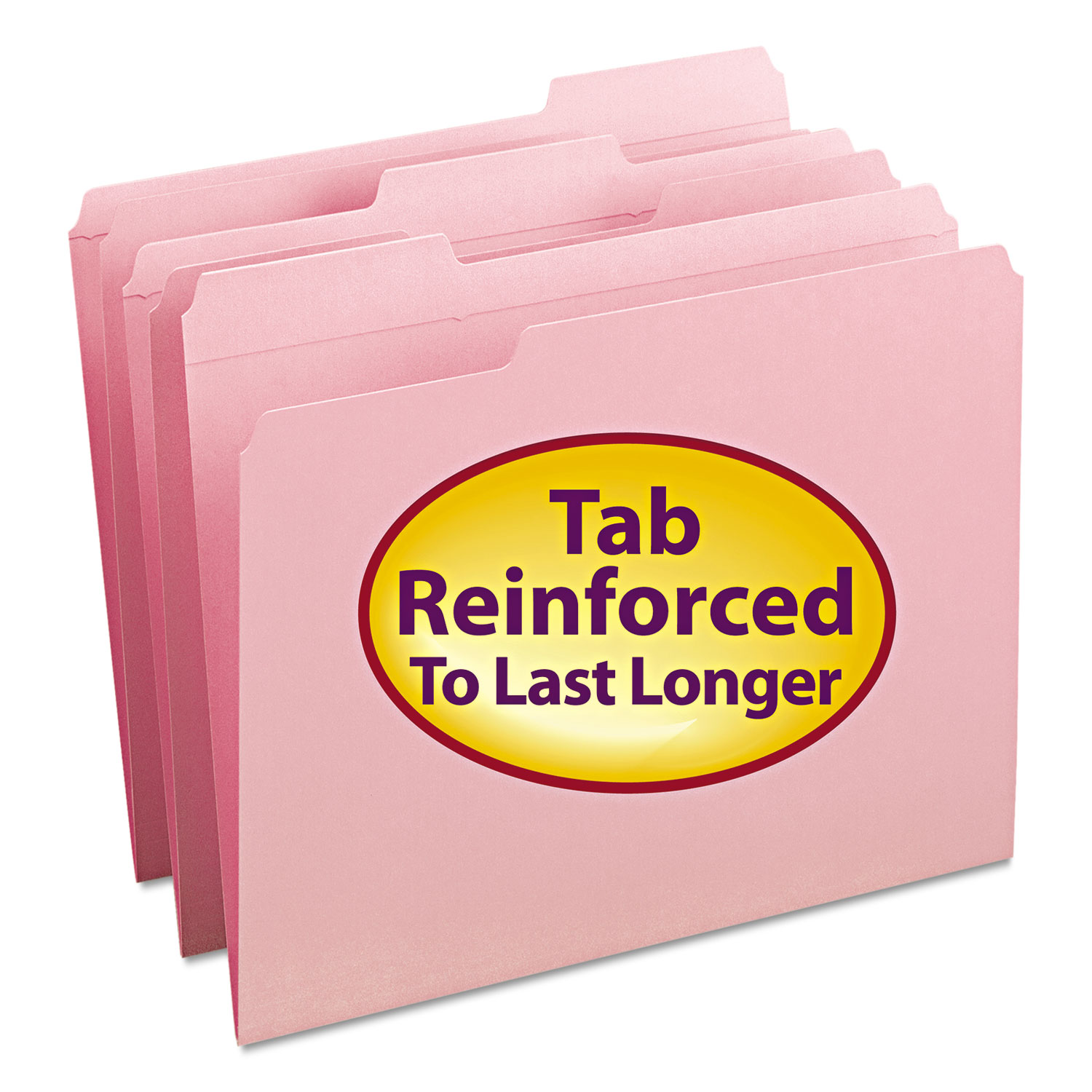  Smead 12634 Reinforced Top Tab Colored File Folders, 1/3-Cut Tabs, Letter Size, Pink, 100/Box (SMD12634) 