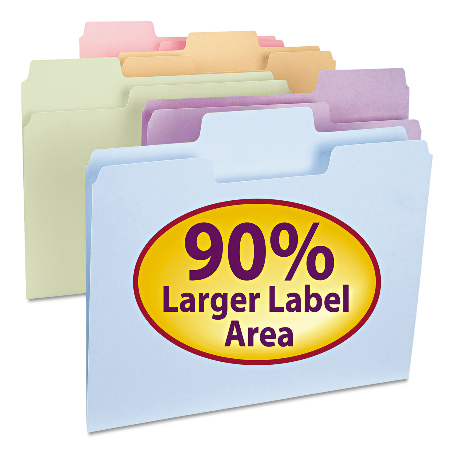  Smead 11961 SuperTab Colored File Folders, 1/3-Cut Tabs, Letter Size, 11 pt. Stock, Assorted, 100/Box (SMD11961) 