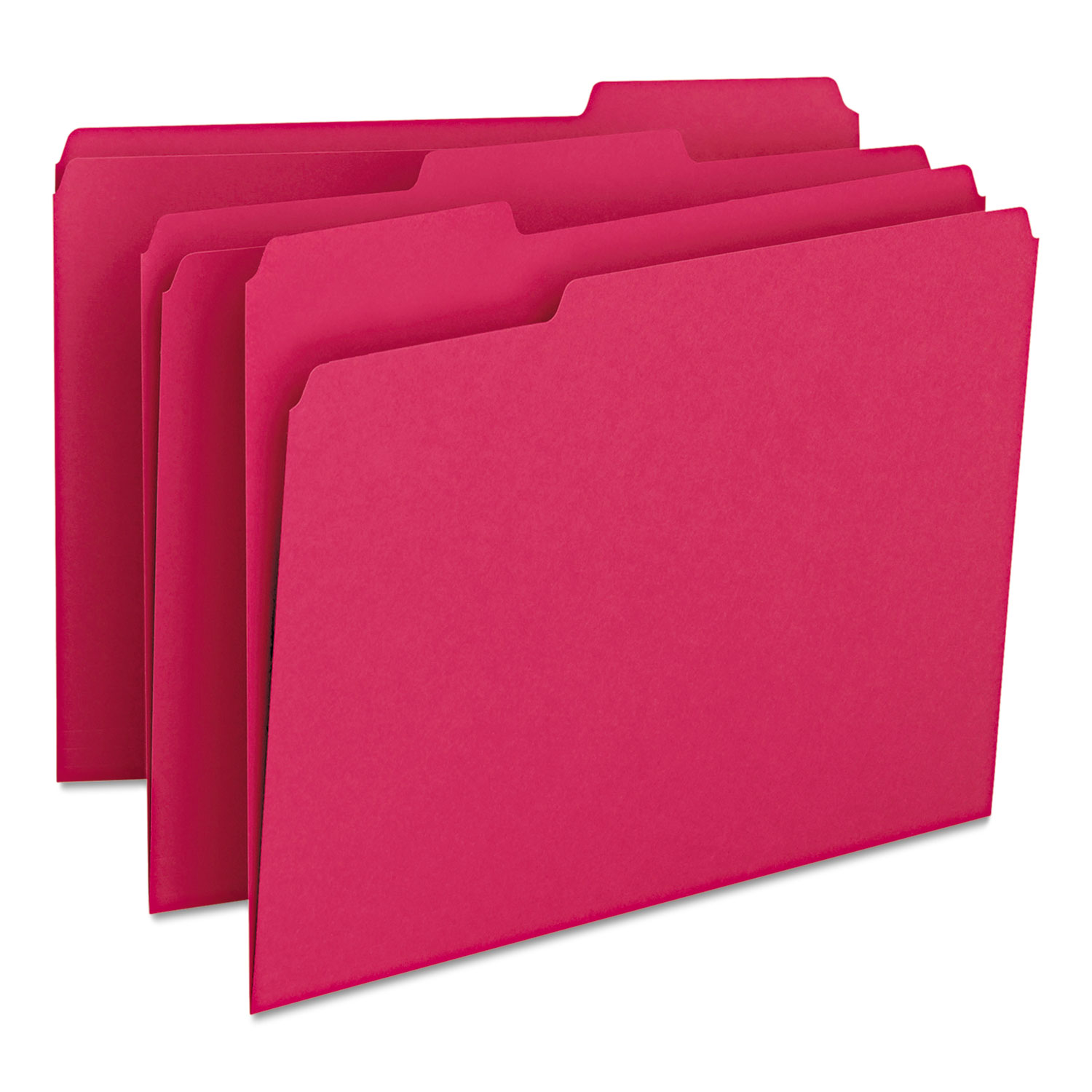 Colored File Folders, 1/3-Cut Tabs, Letter Size, Red, 100/Box