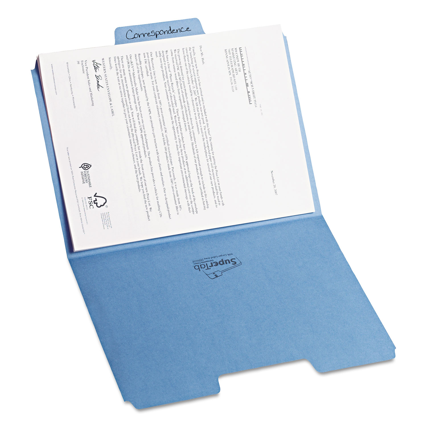 SuperTab Heavyweight folder, Assorted, 1/3 Cut, Legal, 50/BX