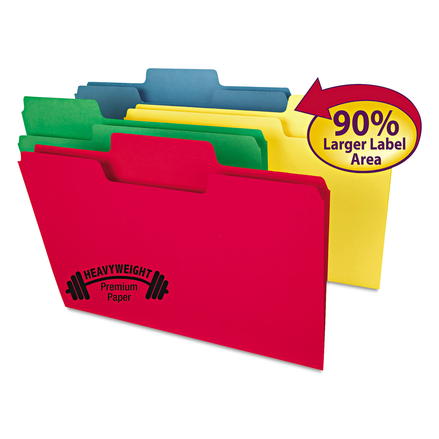  Smead 15410 SuperTab Colored File Folders, 1/3-Cut Tabs, Legal Size, 14 pt. Stock, Assorted, 50/Box (SMD15410) 