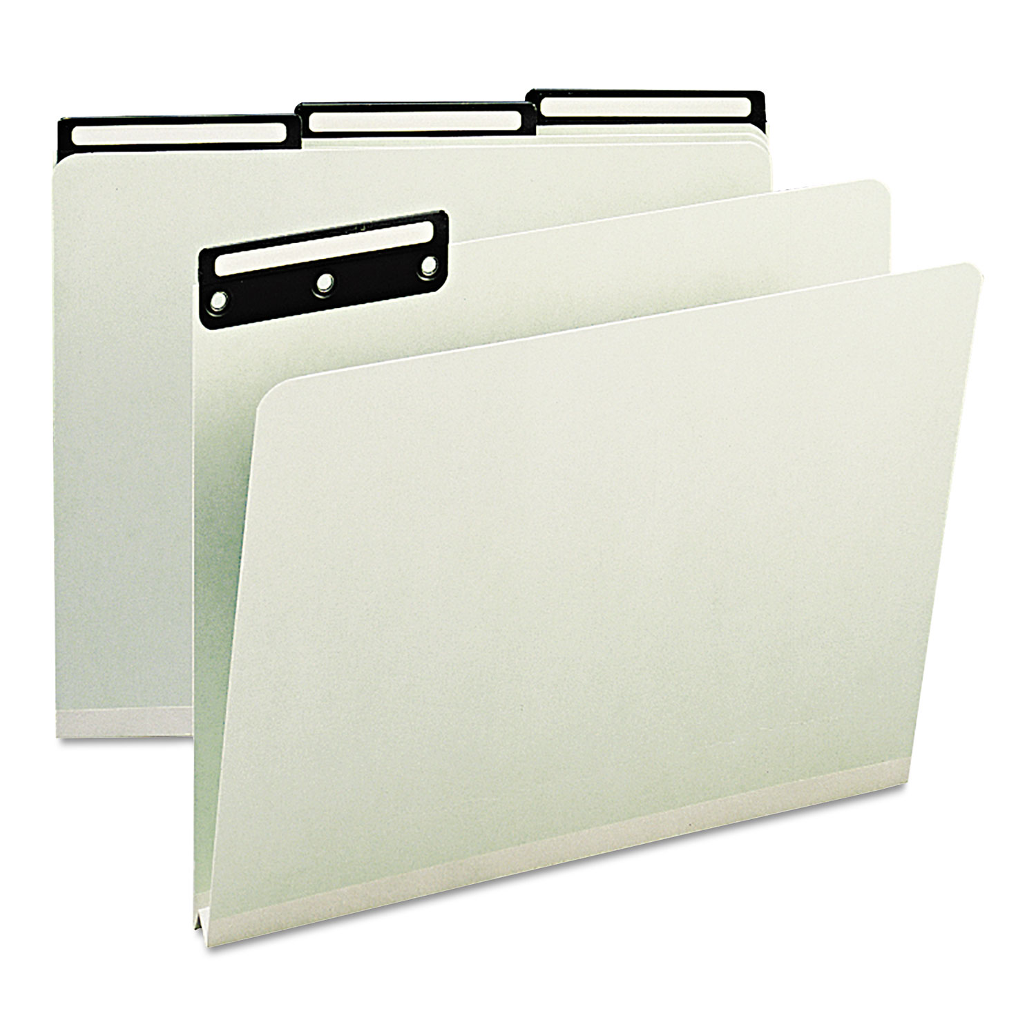  Smead 13430 Recycled Heavy Pressboard File Folders with Insertable Metal Tabs, 1/3-Cut Tabs, Letter Size, Gray-Green, 25/Box (SMD13430) 