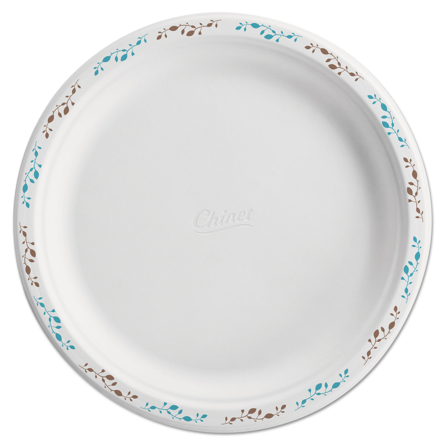  Chinet 22519 Molded Fiber Dinnerware, Plate, 10 1/2Dia, WH, Vines, 125/Pack, 4 Packs/Carton (HUH22519) 