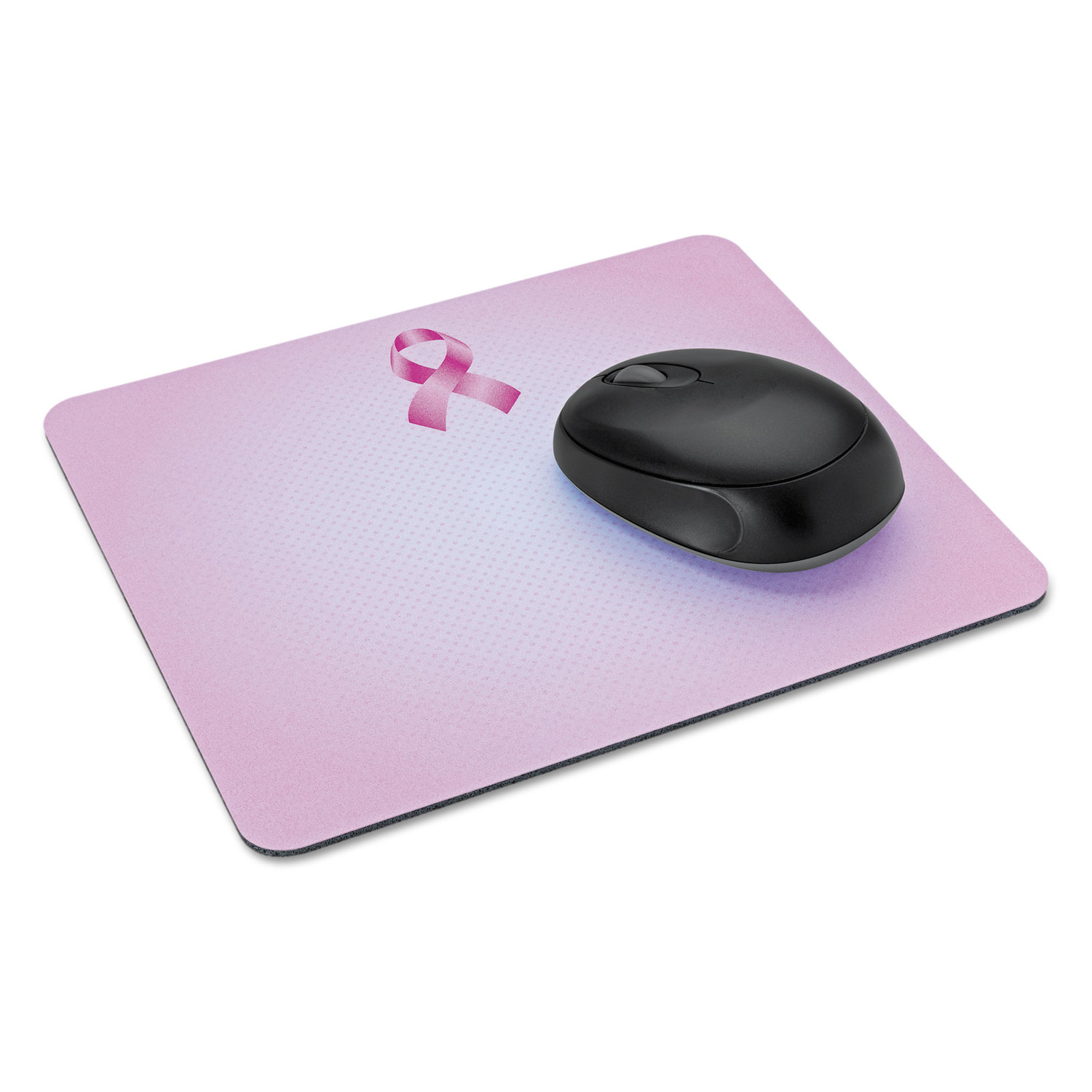 Mouse Pad with Precise Mousing Surface, 9 x 8 x 1/4, Pink Ribbon Design