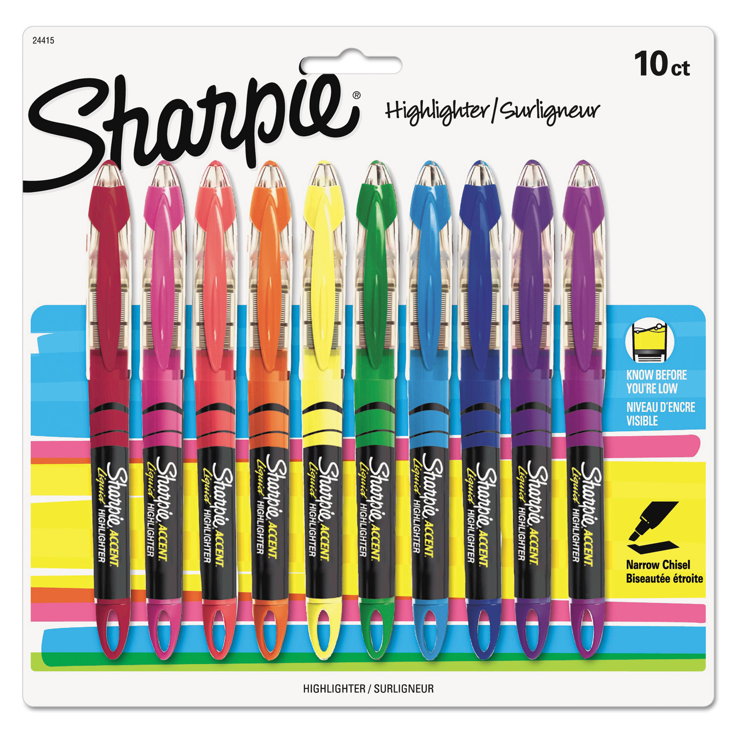  Sharpie 24415PP Liquid Pen Style Highlighters, Chisel Tip, Assorted Colors, 10/Set (SAN24415PP) 