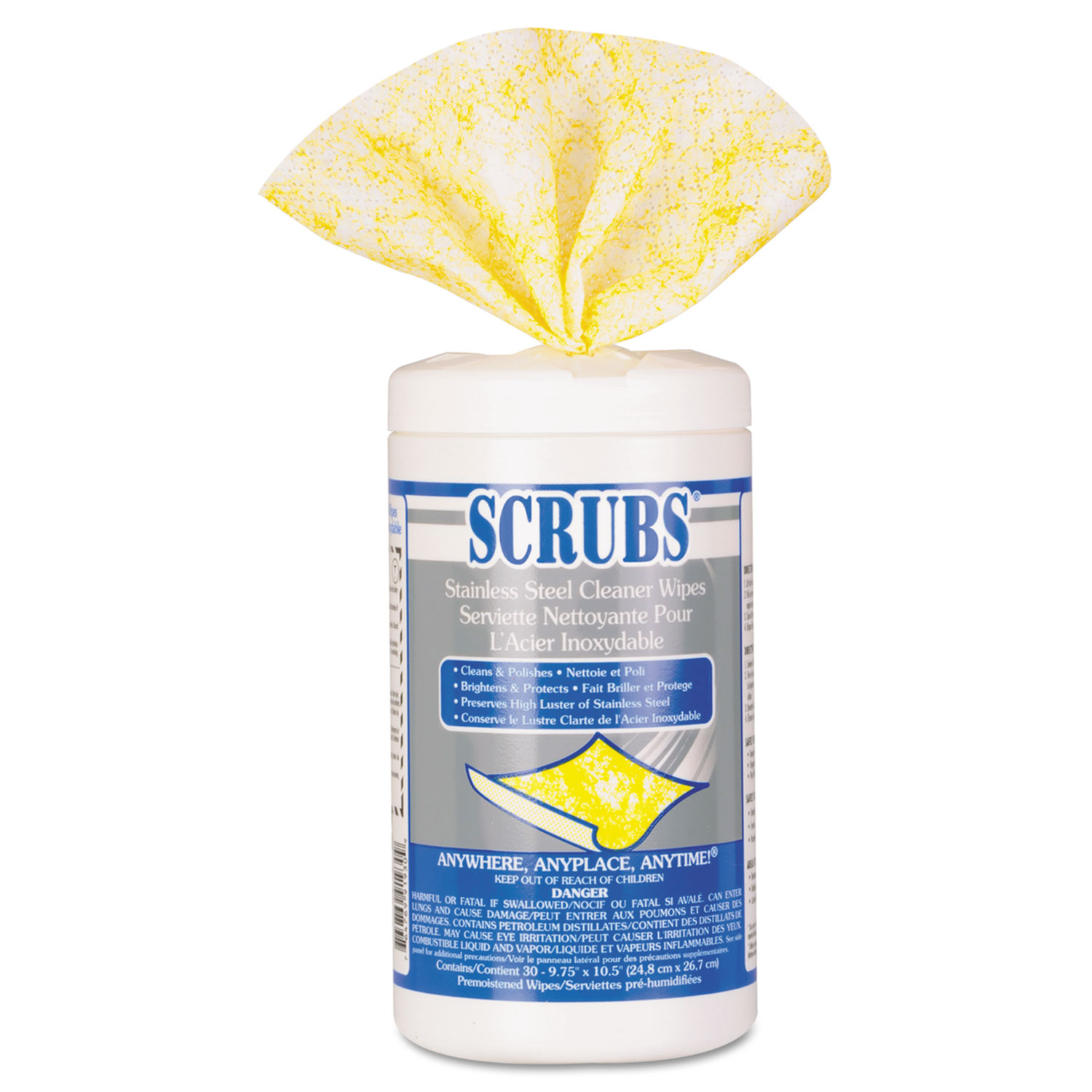  SCRUBS 91930 Stainless Steel Cleaner Towels, 9 3/4 x 10 1/2, 30/Canister (ITW91930) 