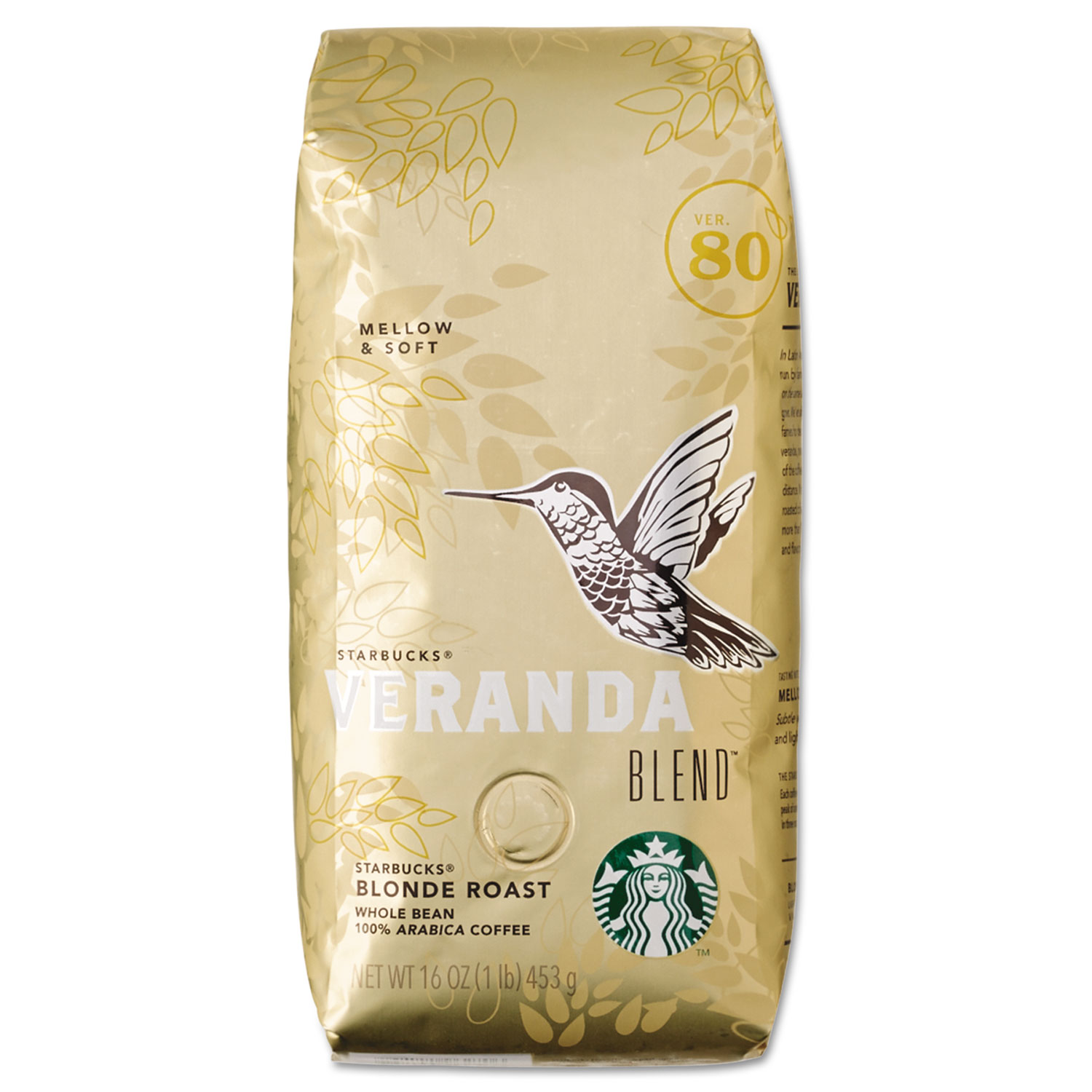  Starbucks 11028510 VERANDA BLEND Coffee, Light Roast, Whole Bean, 1 lb Bag (SBK11028510) 