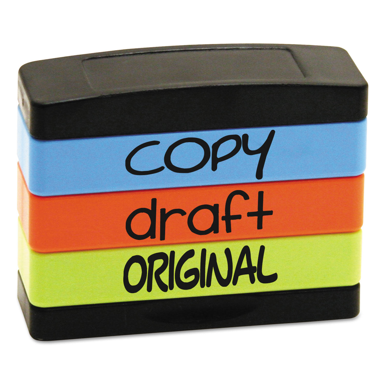  Stack Stamp 8801 Stack Stamp, COPY, DRAFT, ORIGINAL, 1 13/16 x 5/8, Assorted Fluorescent Ink (USS8801) 