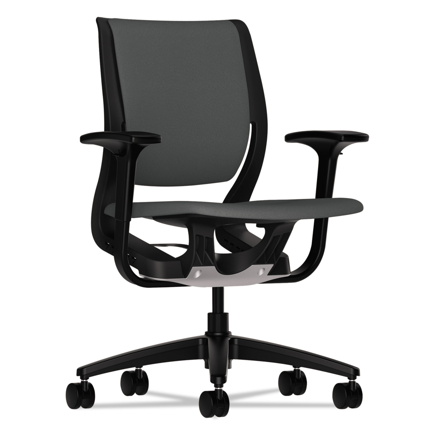 Purpose Upholstered Flexing Task Chair, Iron Ore/Black