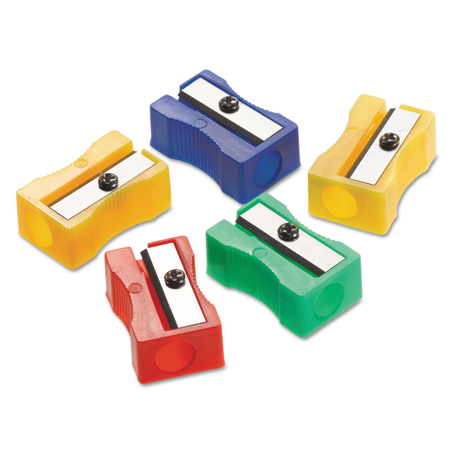  Westcott 15993 One-Hole Manual Pencil Sharpeners, 4 x 2 x 1, Assorted Colors, 24/Pack (ACM15993) 