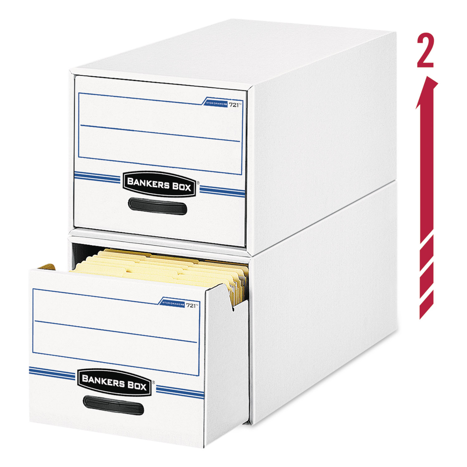 STOR/DRAWER File Drawer Storage Box, Letter, White/Blue, 6/Carton