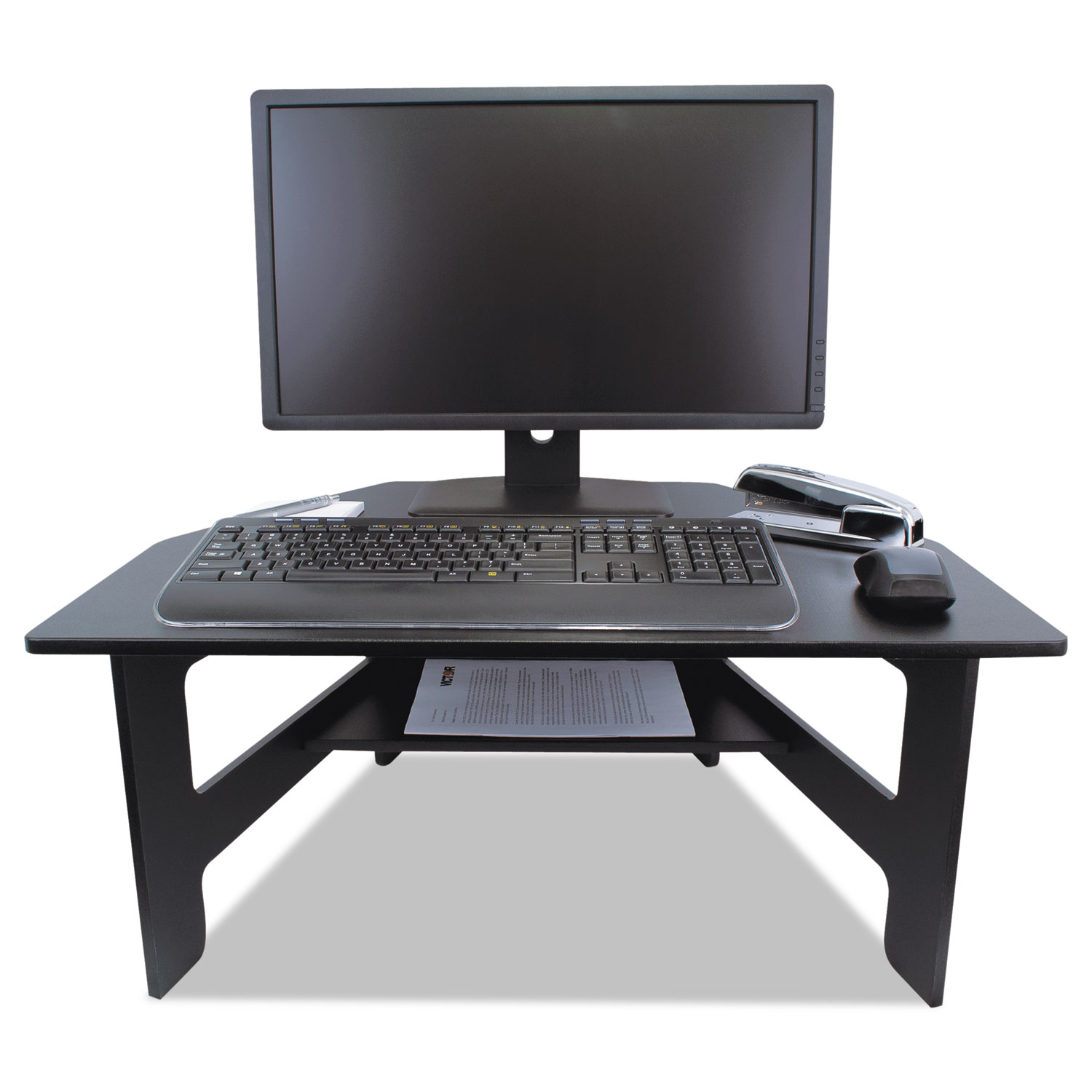  Victor DC100 High Rise Stand-Up Desk Converter, 28w x 23d x 12 to 14.5h, Black (VCTDC100) 