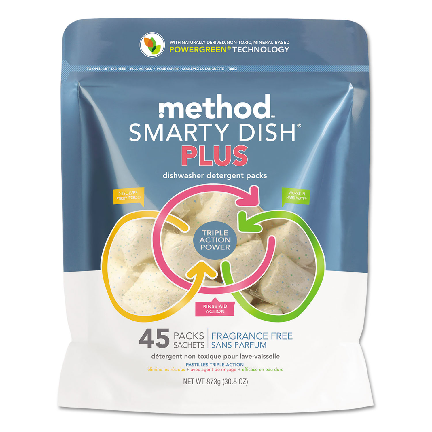 Smarty Dish Plus Detergent Tabs, Fragrance Free, 45 Tabs/Pack