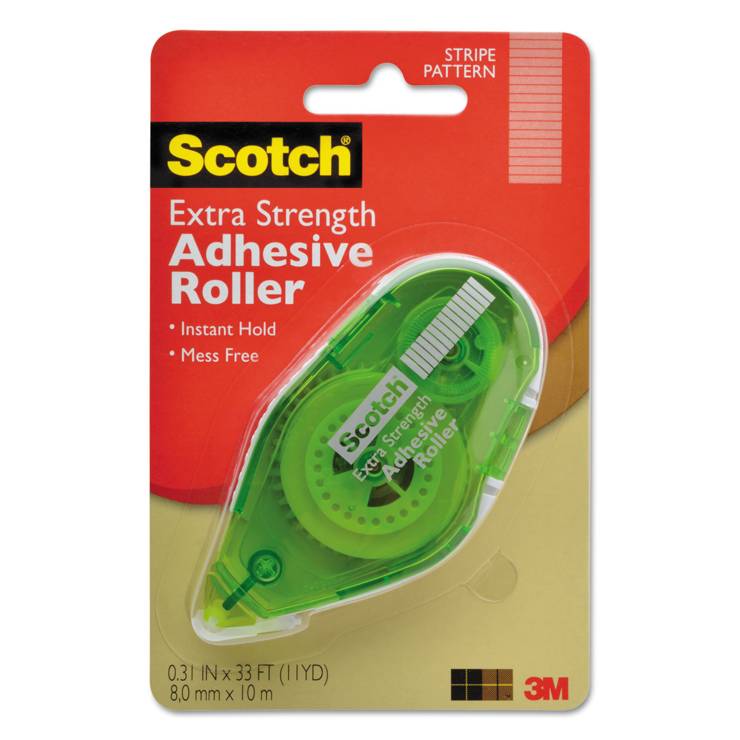  Scotch 6055-ES Extra Strength Adhesive Roller, 0.38 x 33 ft, Dries Clear (MMM6055ES) 