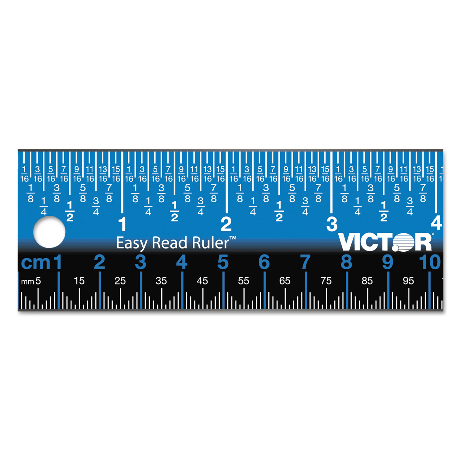  Victor EZ12SBL Easy Read Stainless Steel Ruler, Standard/Metric, 12, Blue (VCTEZ12SBL) 