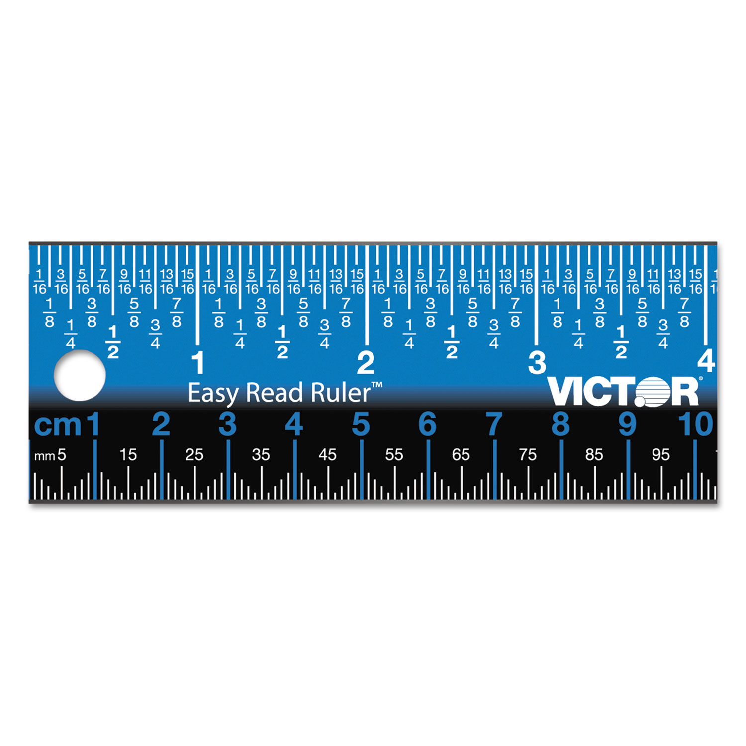  Victor EZ18SBL Easy Read Stainless Steel Ruler, Standard/Metric, 18, Blue (VCTEZ18SBL) 