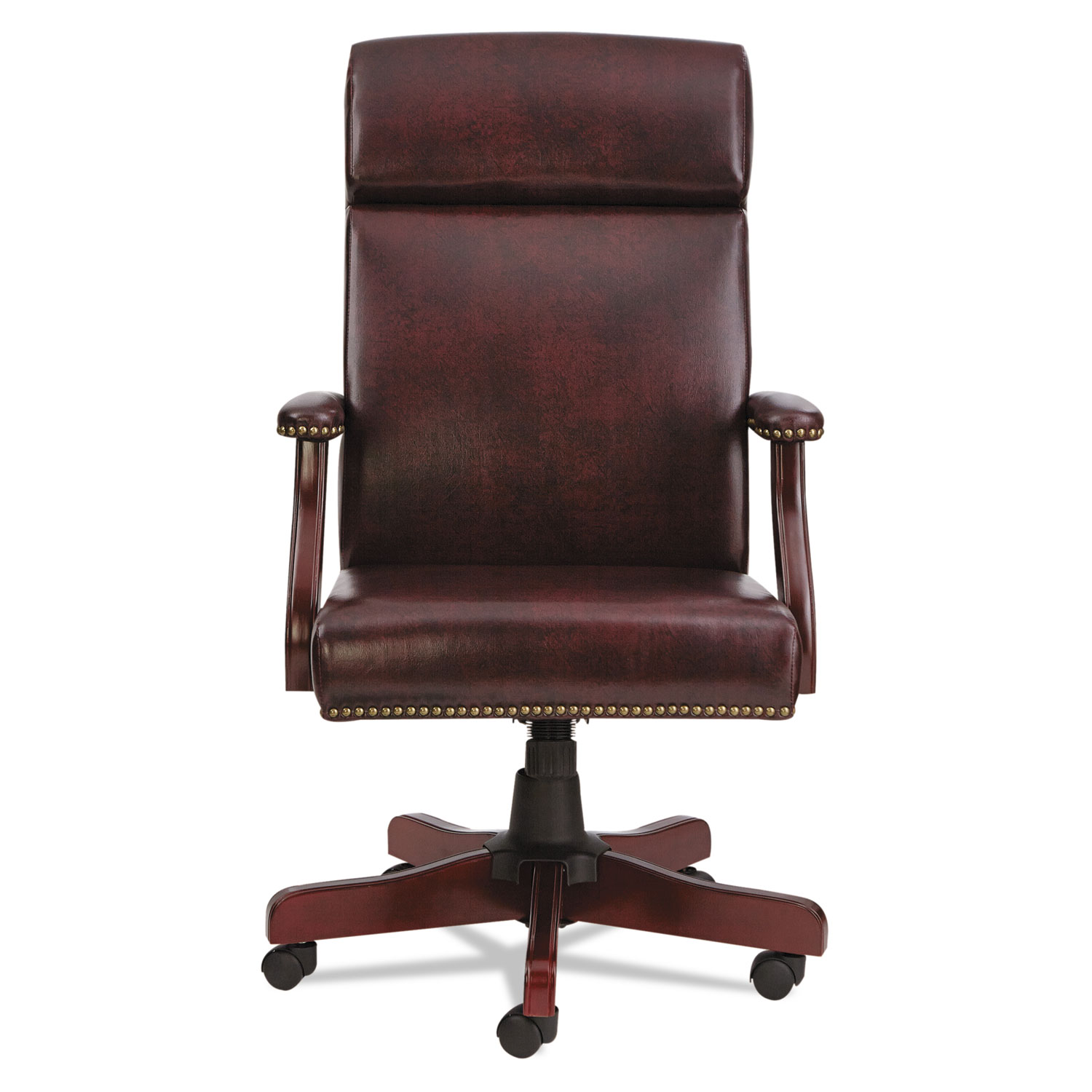 Alera Traditional Series High-Back Chair, Supports up to 275 lbs., Oxblood Burgundy Seat/Oxblood Burgundy Back, Mahogany Base