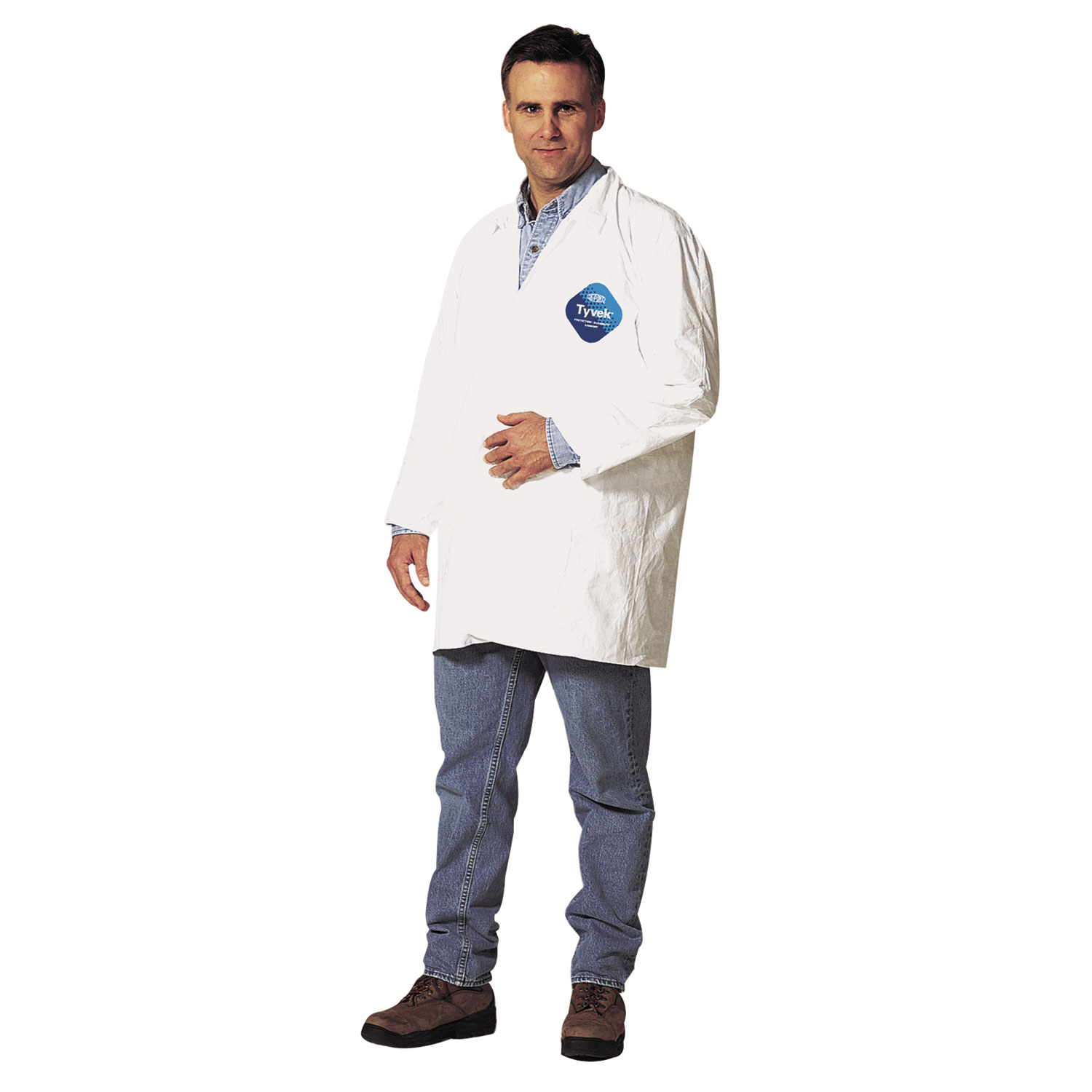 Tyvek Lab Coat, White, Snap Front, 2 Pockets, X-Large, 30/Carton