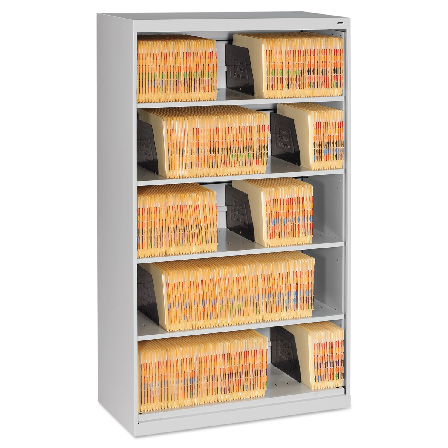 Open Fixed 5-Shelf Lateral File, 36 x 16 1/2 x 63 1/2, Light Gray
