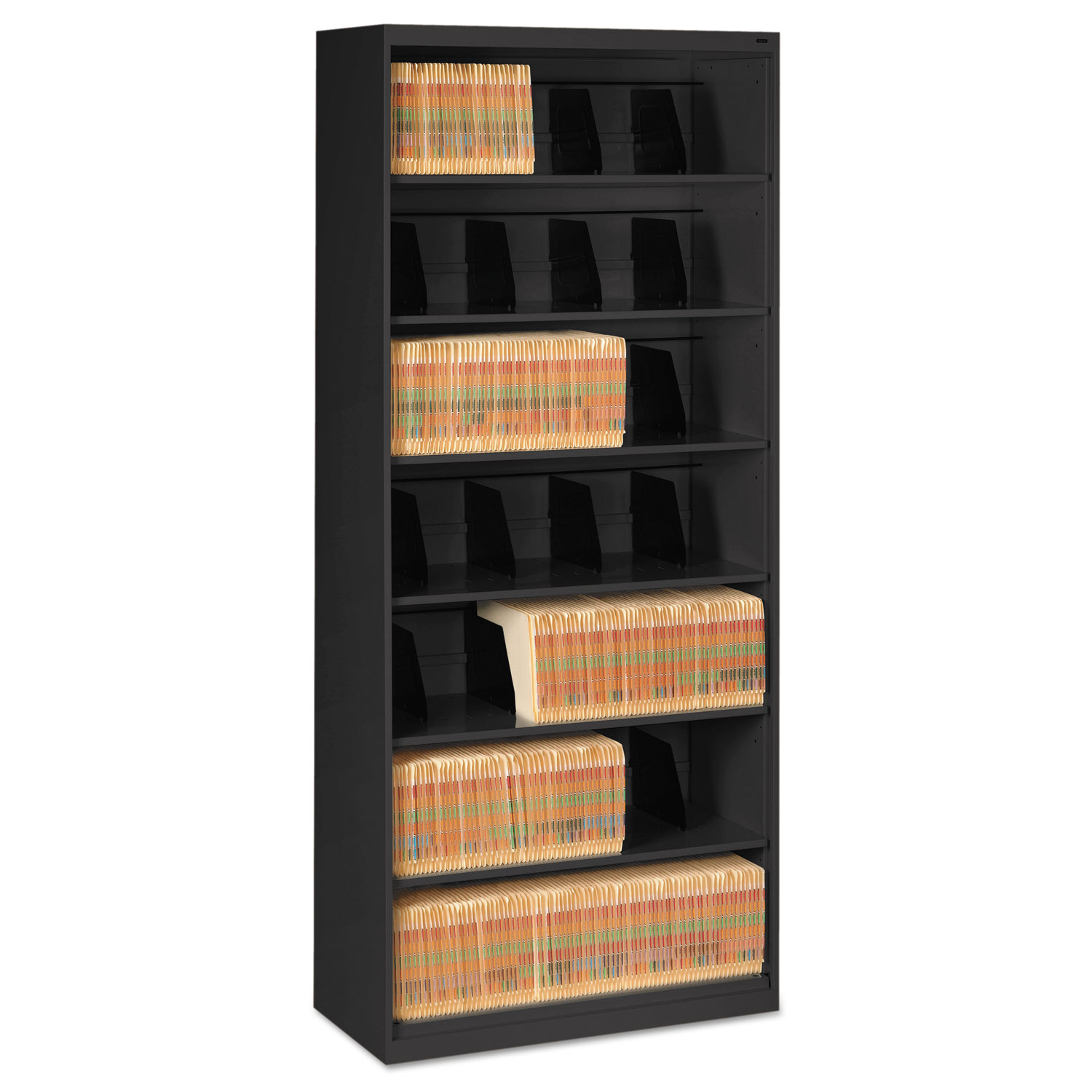 Open Fixed Shelf Lateral File, 36w x 16 1/2d x 87h, Black