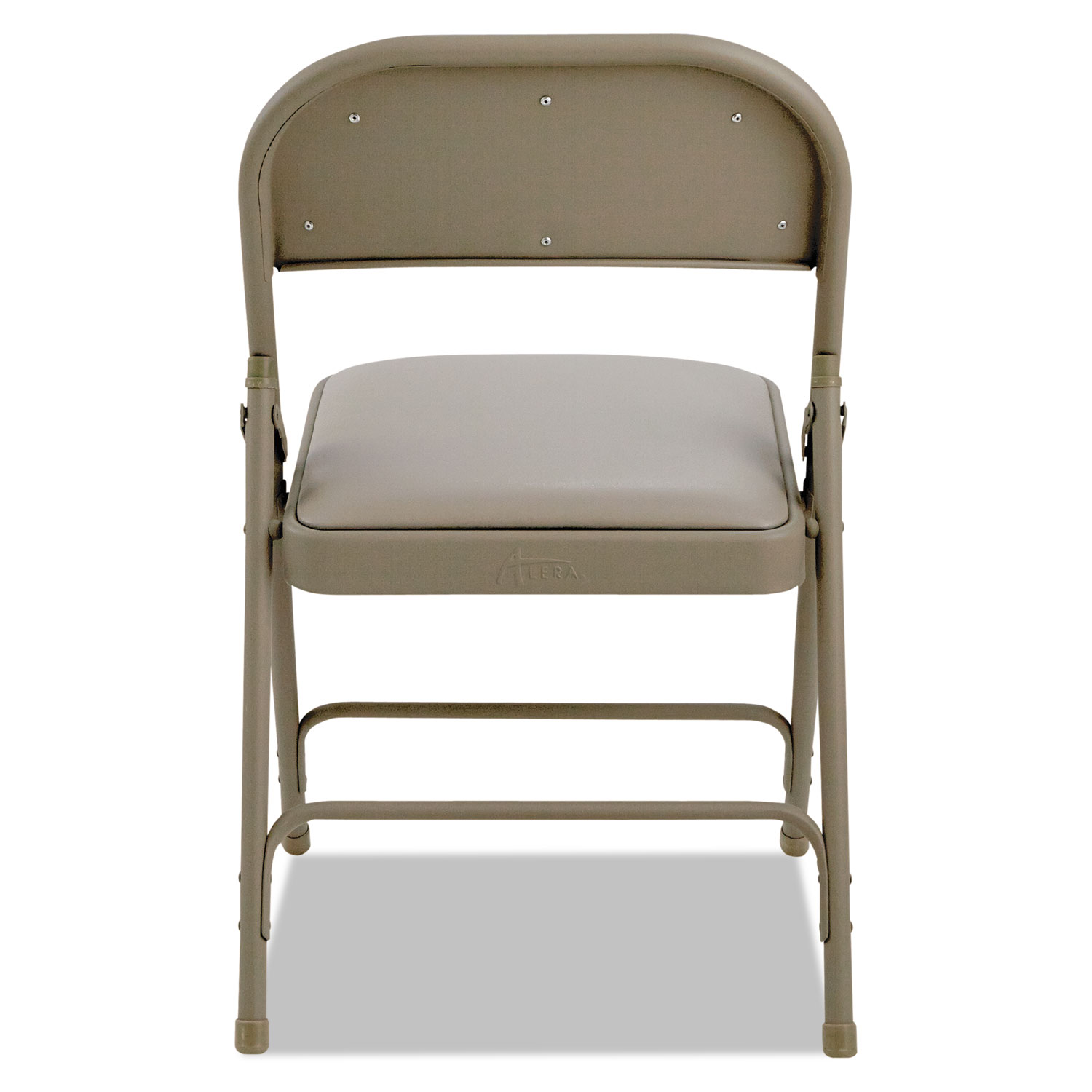 Steel Folding Chair with Two-Brace Support, Padded Back/Seat, Tan, 4/Carton