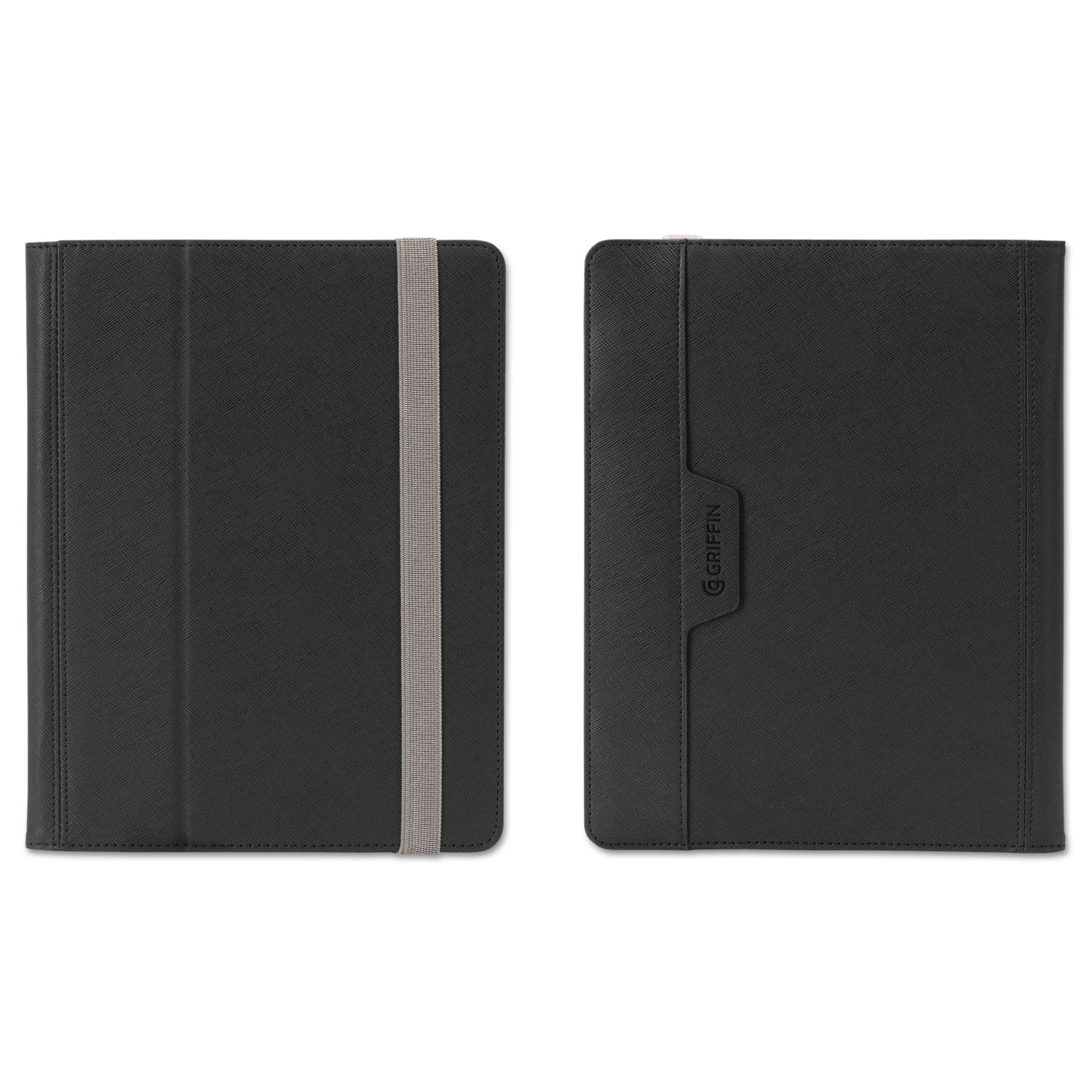 Passport Folio Case for E-Readers, L/XL, Nylon/Microsuede, Black/Silver