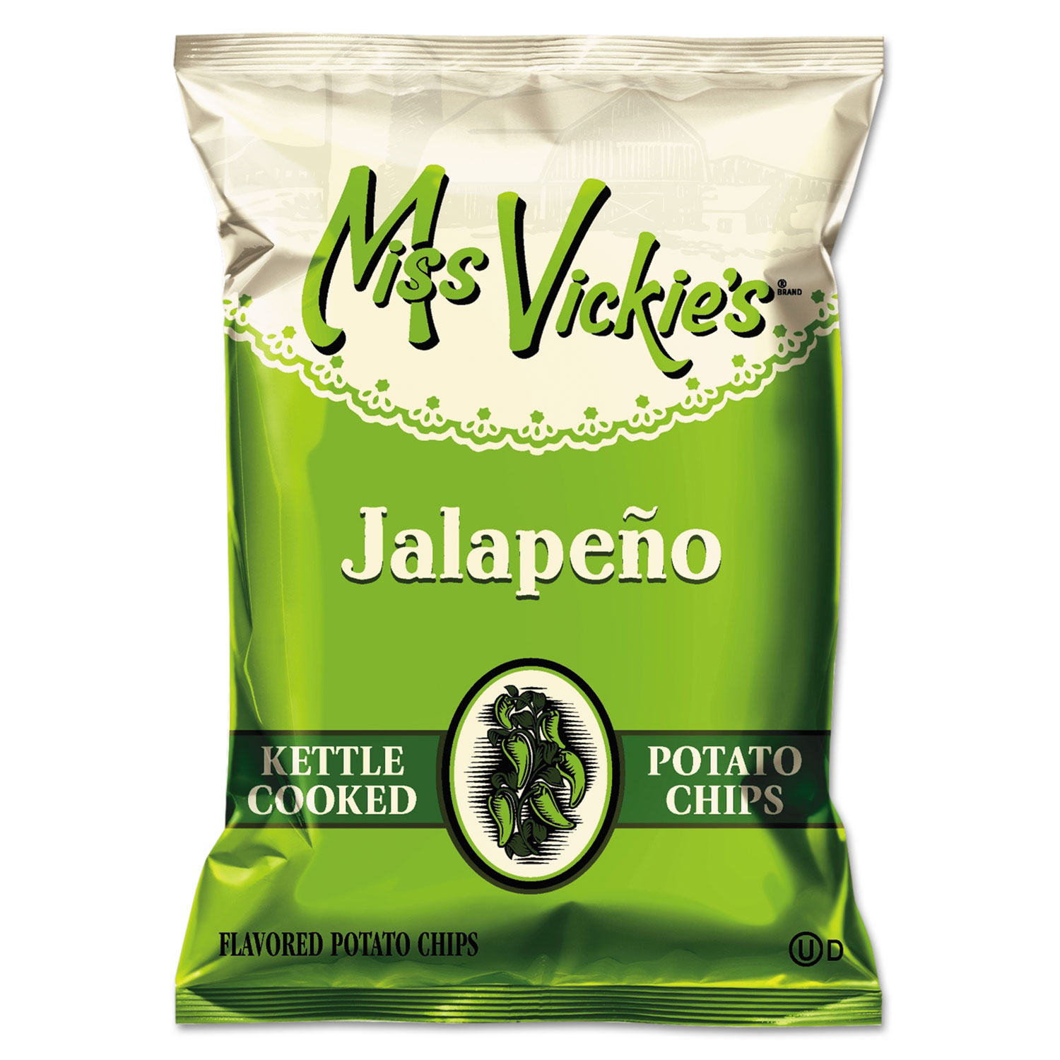  Miss Vickie's 44441 Kettle Cooked Jalapeno Potato Chips, 1.375 oz Bag, 64/Carton (LAY44441) 