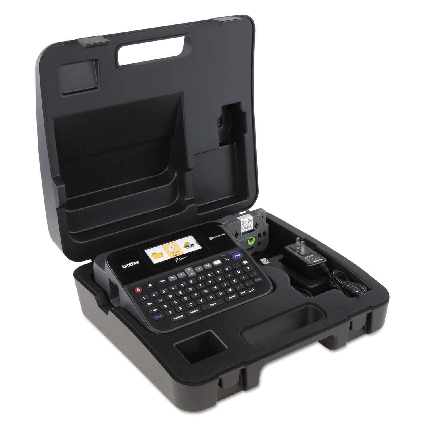 PT-D600VP PC-Connectable Label Maker with Color Display and Carry Case, Black