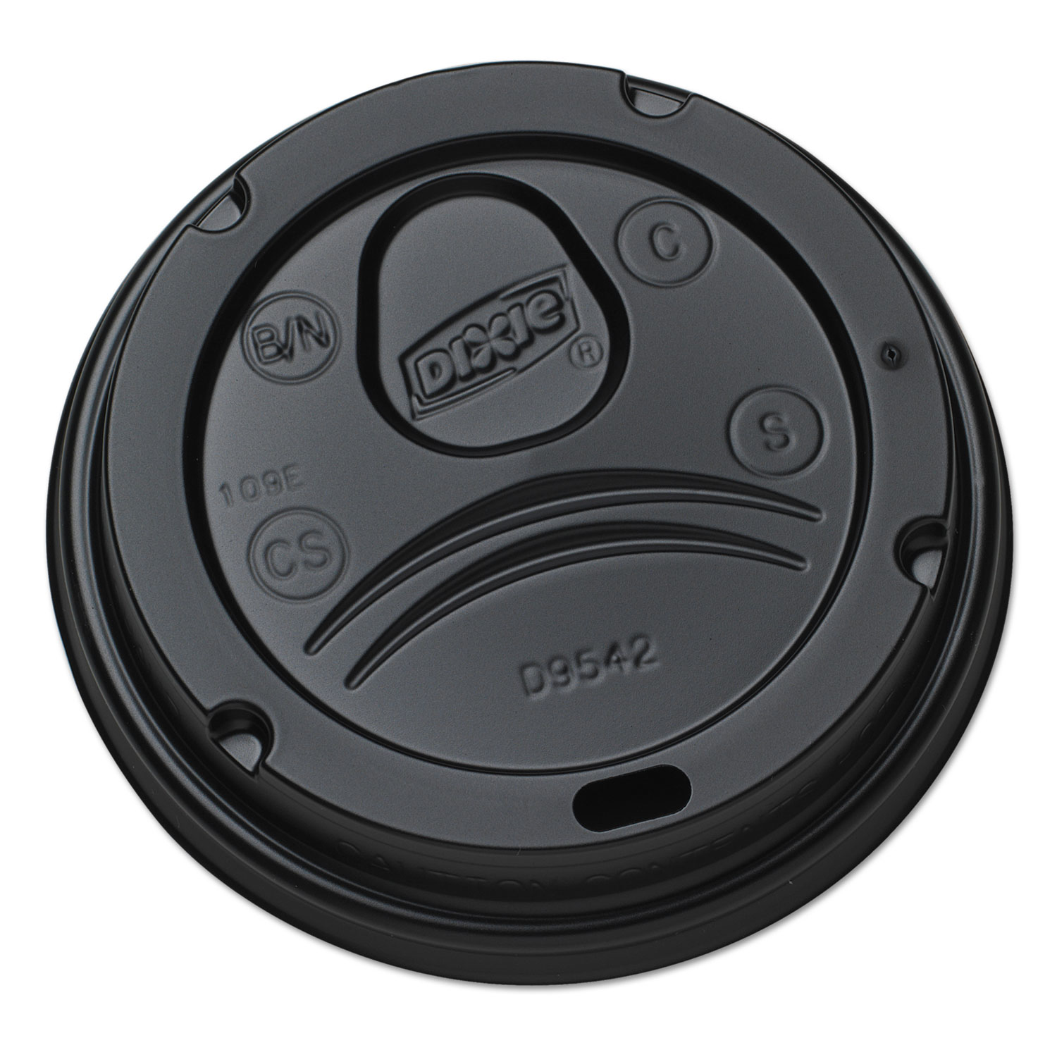  Dixie D9542B Drink-Thru Lids for 10-20 oz Cups, Plastic, Black (DXED9542B) 