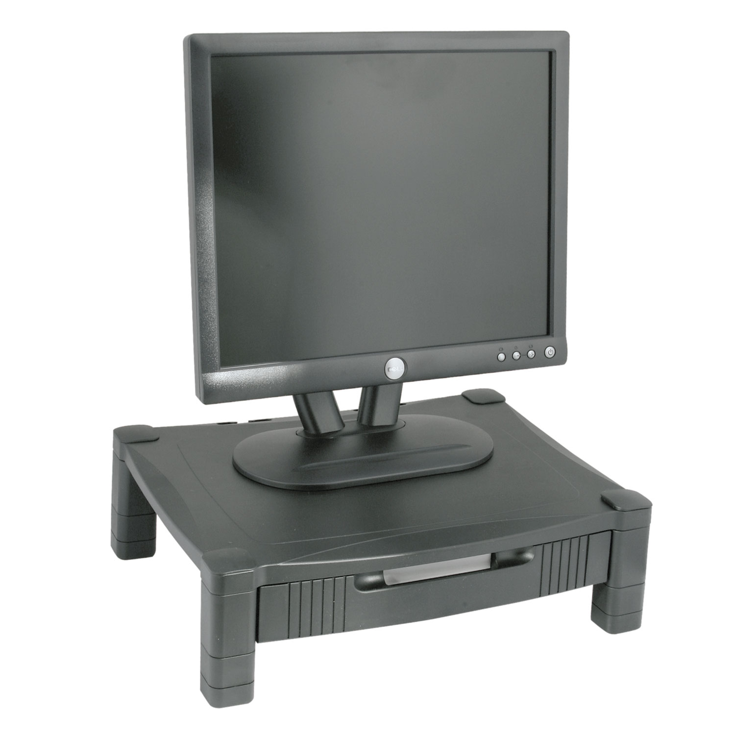  Kantek MS420 Height-Adjustable Stand with Drawer, 17 x 13 1/4 x 3 to 6 1/2, Black (KTKMS420) 